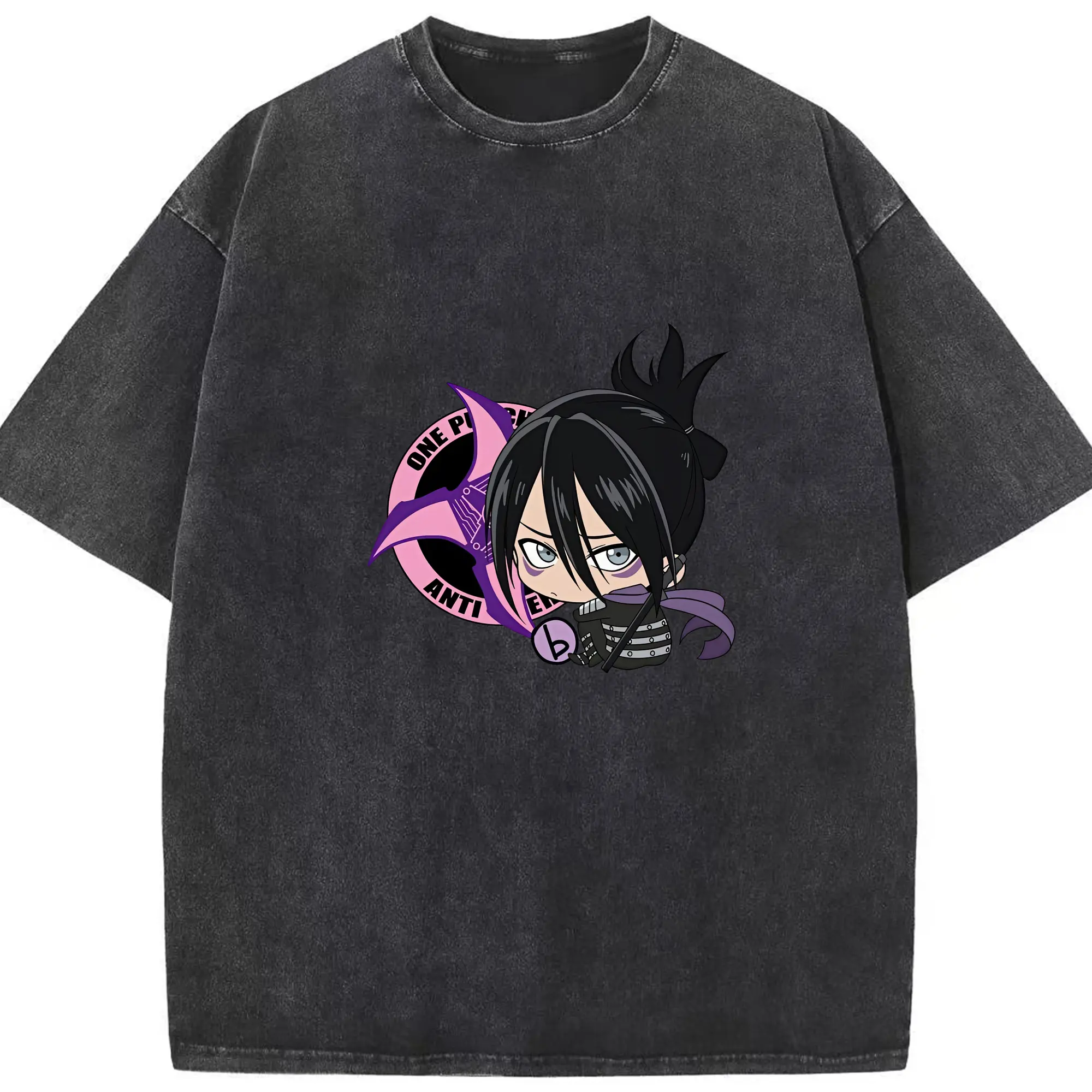 ワンパンマン グッズ 音速のソニック - 綿100％ ヴィンテージ風 半袖Tシャツ ・ フロントプリント ・ 柔らか肌触り ・ 通気性 快適 ・ スポーツ カジュアル 外出用