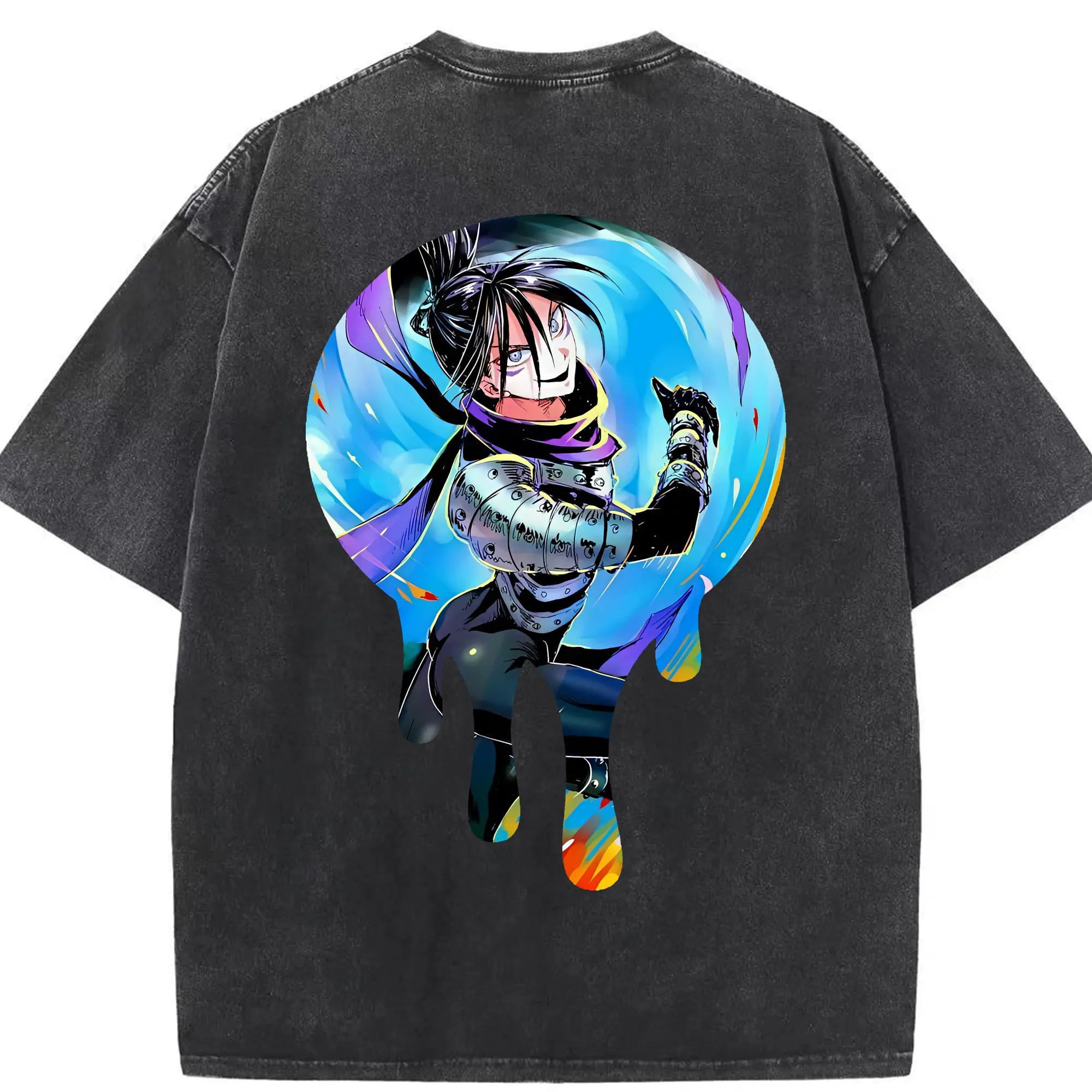 ワンパンマン グッズ 音速のソニック - 綿100％ ヴィンテージ風 半袖Tシャツ ・ 背面プリント ・ 柔らか肌触り ・ 通気性 快適 ・ スポーツ カジュアル 外出用