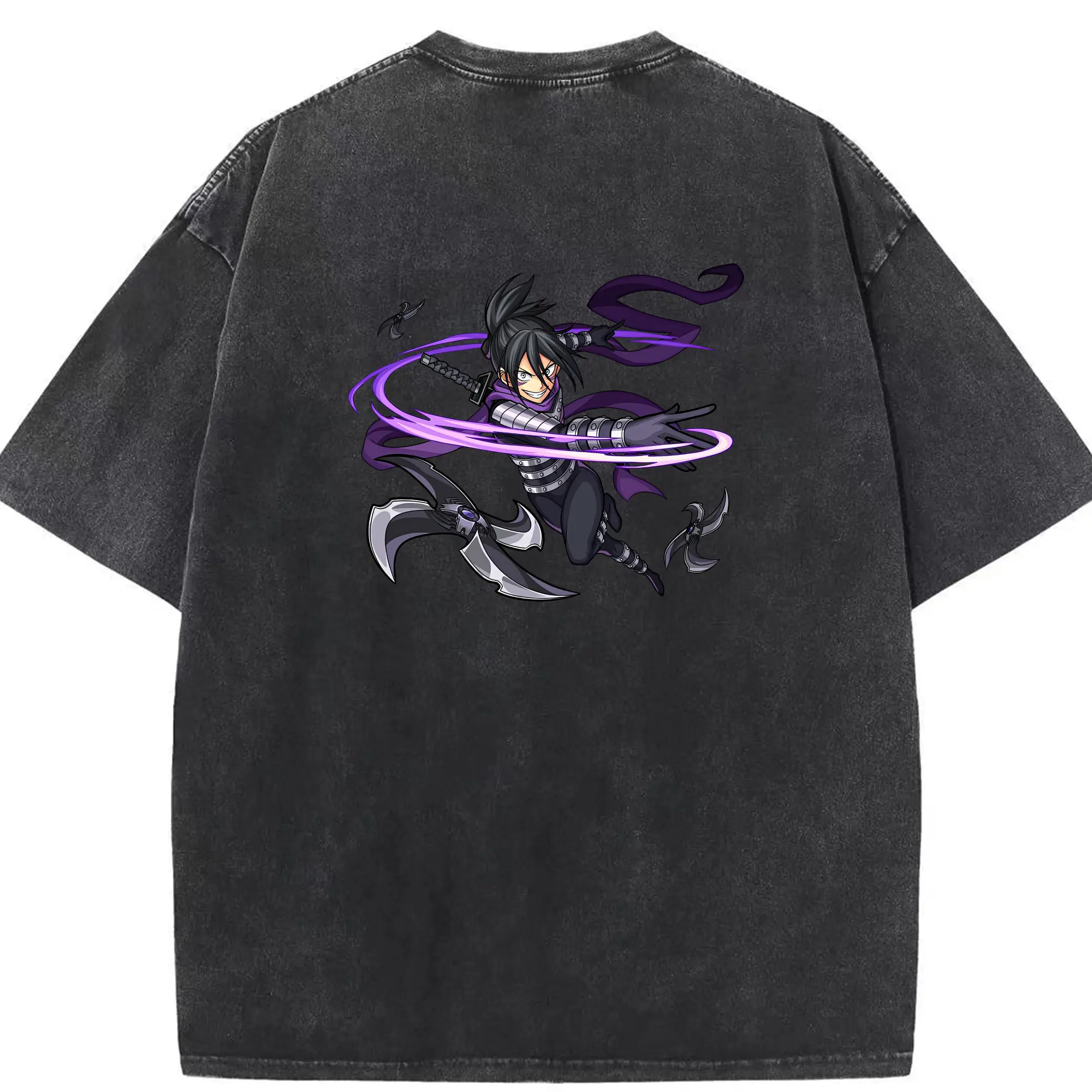 ワンパンマン グッズ 音速のソニック - 綿100％ ヴィンテージ風 半袖Tシャツ ・ 背面プリント ・ 柔らか肌触り ・ 通気性 快適 ・ スポーツ カジュアル 外出用