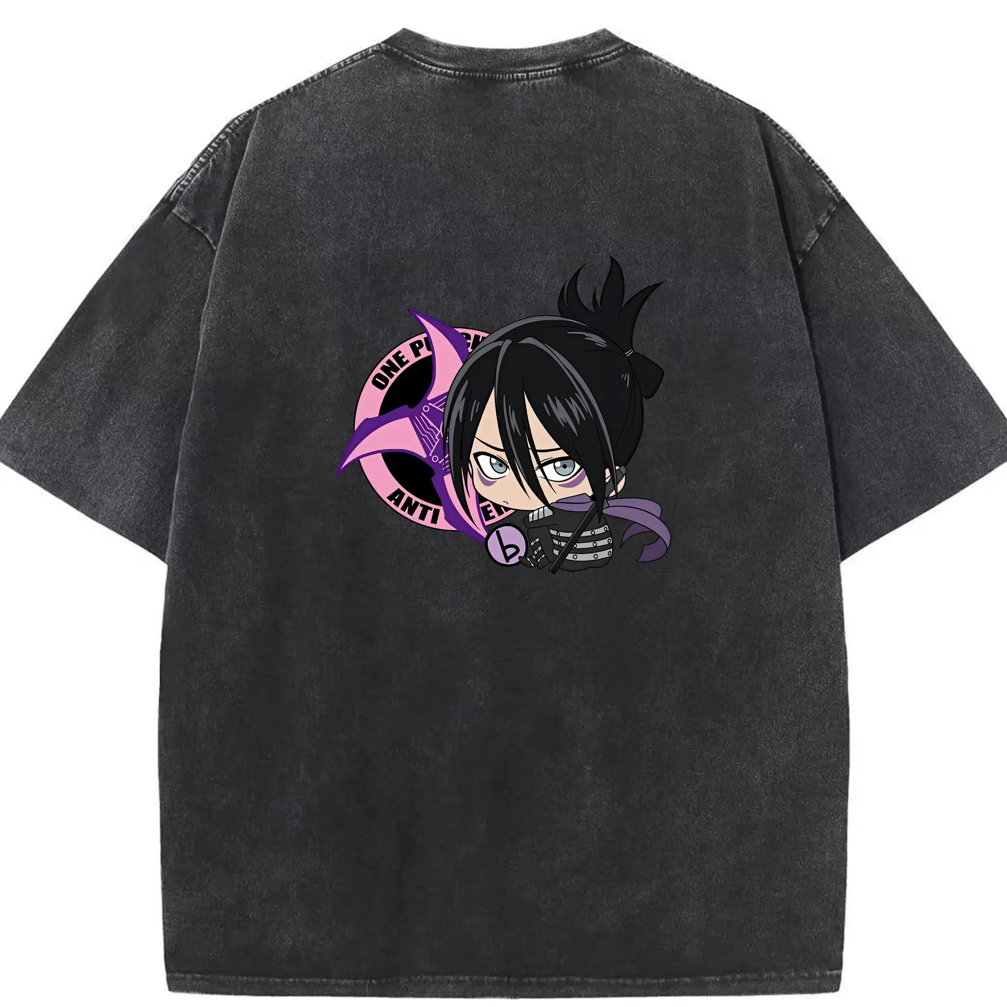 ワンパンマン グッズ 音速のソニック - 綿100％ ヴィンテージ風 半袖Tシャツ ・ 背面プリント ・ 柔らか肌触り ・ 通気性 快適 ・ スポーツ カジュアル 外出用