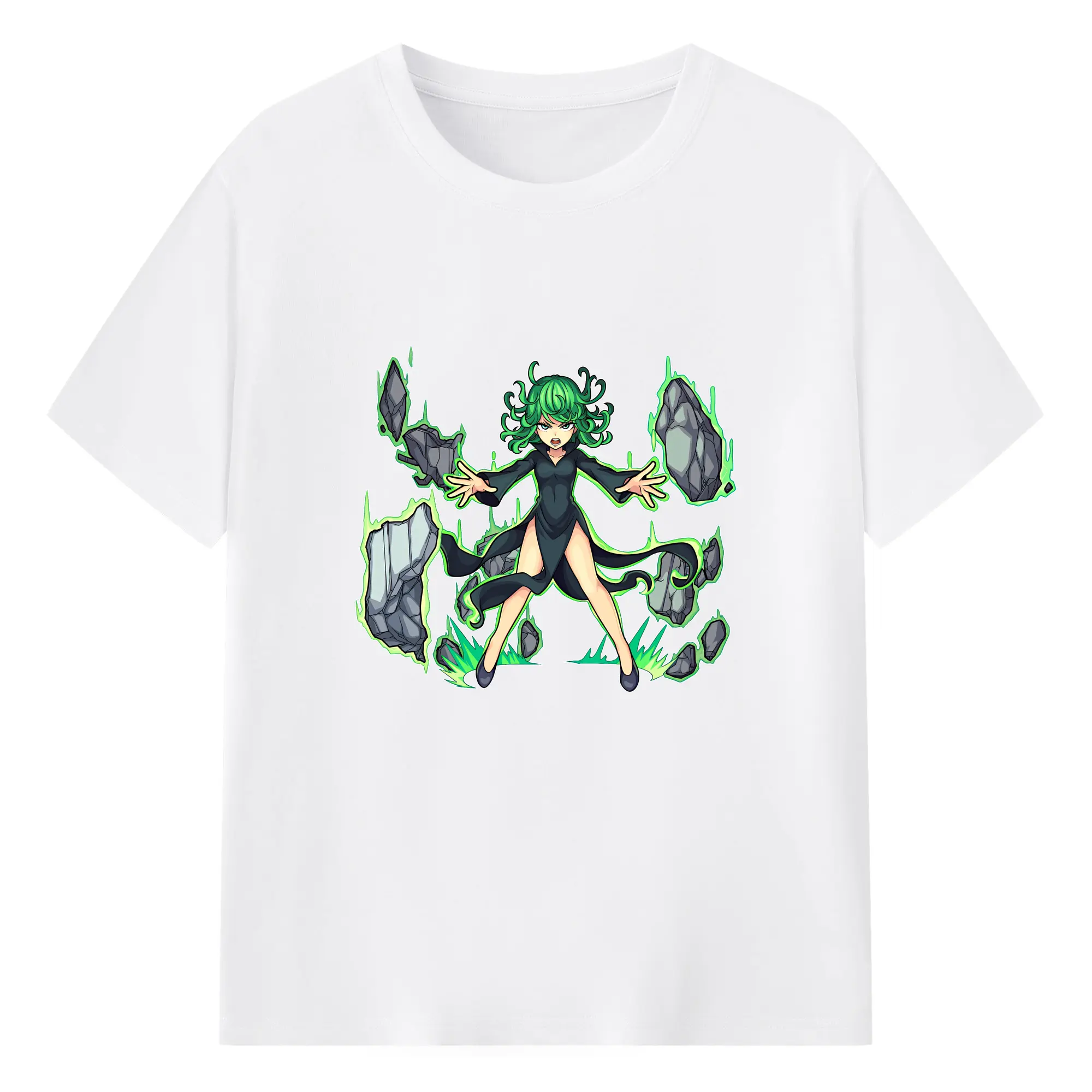 ワンパンマン グッズ 戦慄のタツマキ - 綿100％ 半袖Tシャツ ・ フロントプリント ・ 快適 通気性 ・ 日常使い 散歩 スポーツ用