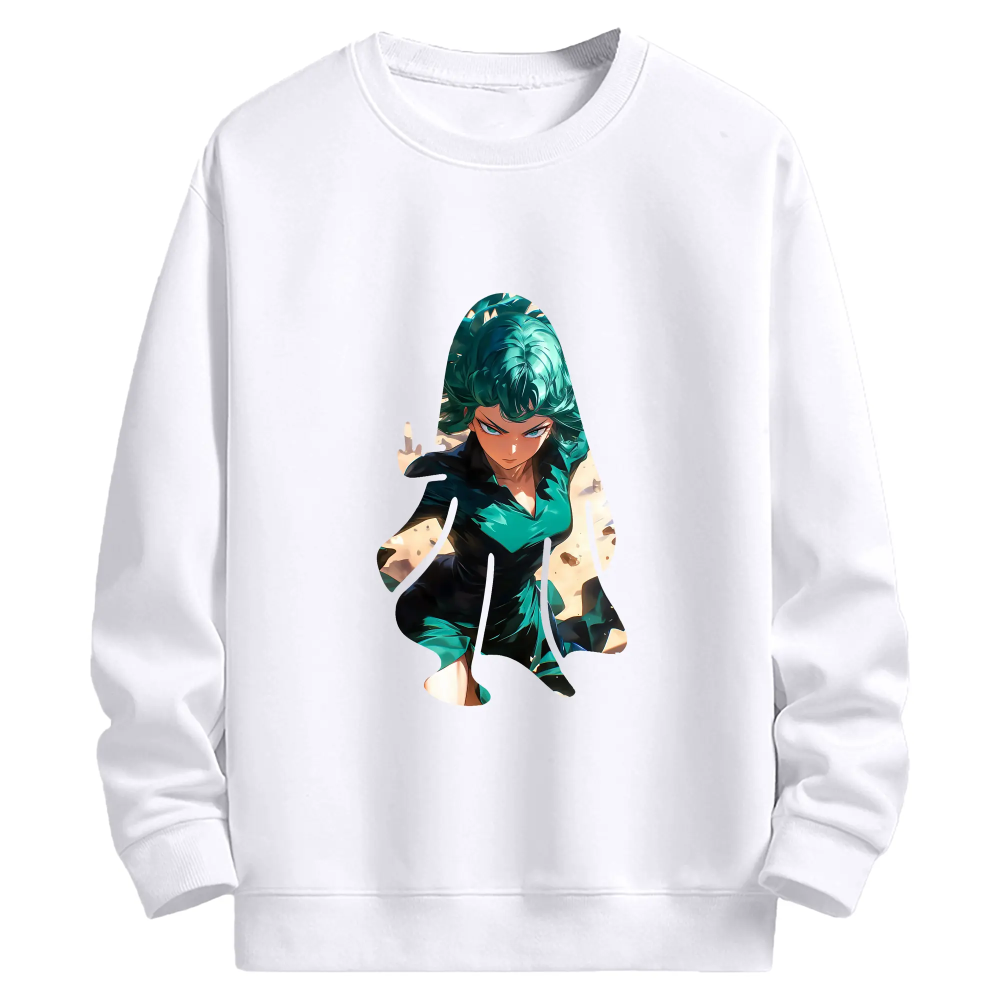 ワンパンマン グッズ 戦慄のタツマキ - 高品質 クルーネック スウェット ・ コットン59％ ポリエステル41％ ・ ユニセックス 長袖 トレーナー ・ カジュアル デイリー スポーツ 散歩用