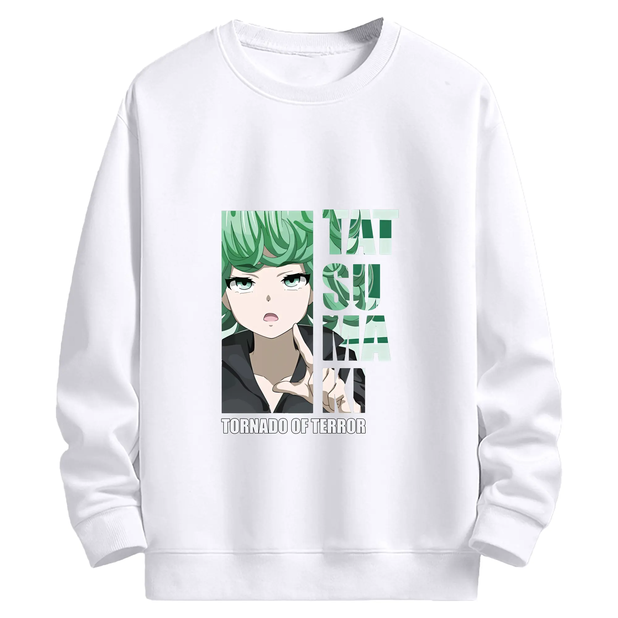 ワンパンマン グッズ 戦慄のタツマキ - 高品質 クルーネック スウェット ・ コットン59％ ポリエステル41％ ・ ユニセックス 長袖 トレーナー ・ カジュアル デイリー スポーツ 散歩用