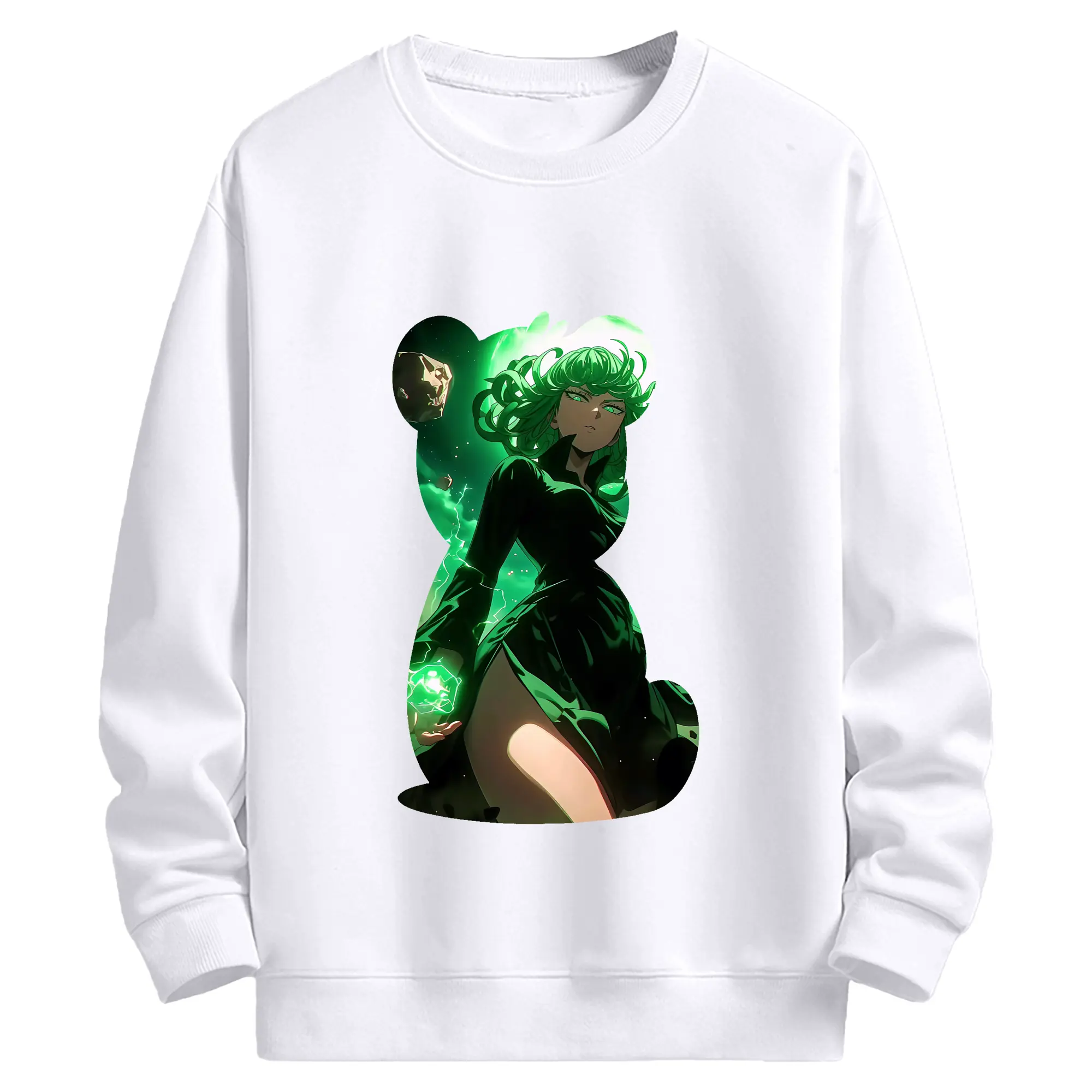 ワンパンマン グッズ 戦慄のタツマキ - 高品質 クルーネック スウェット ・ コットン59％ ポリエステル41％ ・ ユニセックス 長袖 トレーナー ・ カジュアル デイリー スポーツ 散歩用