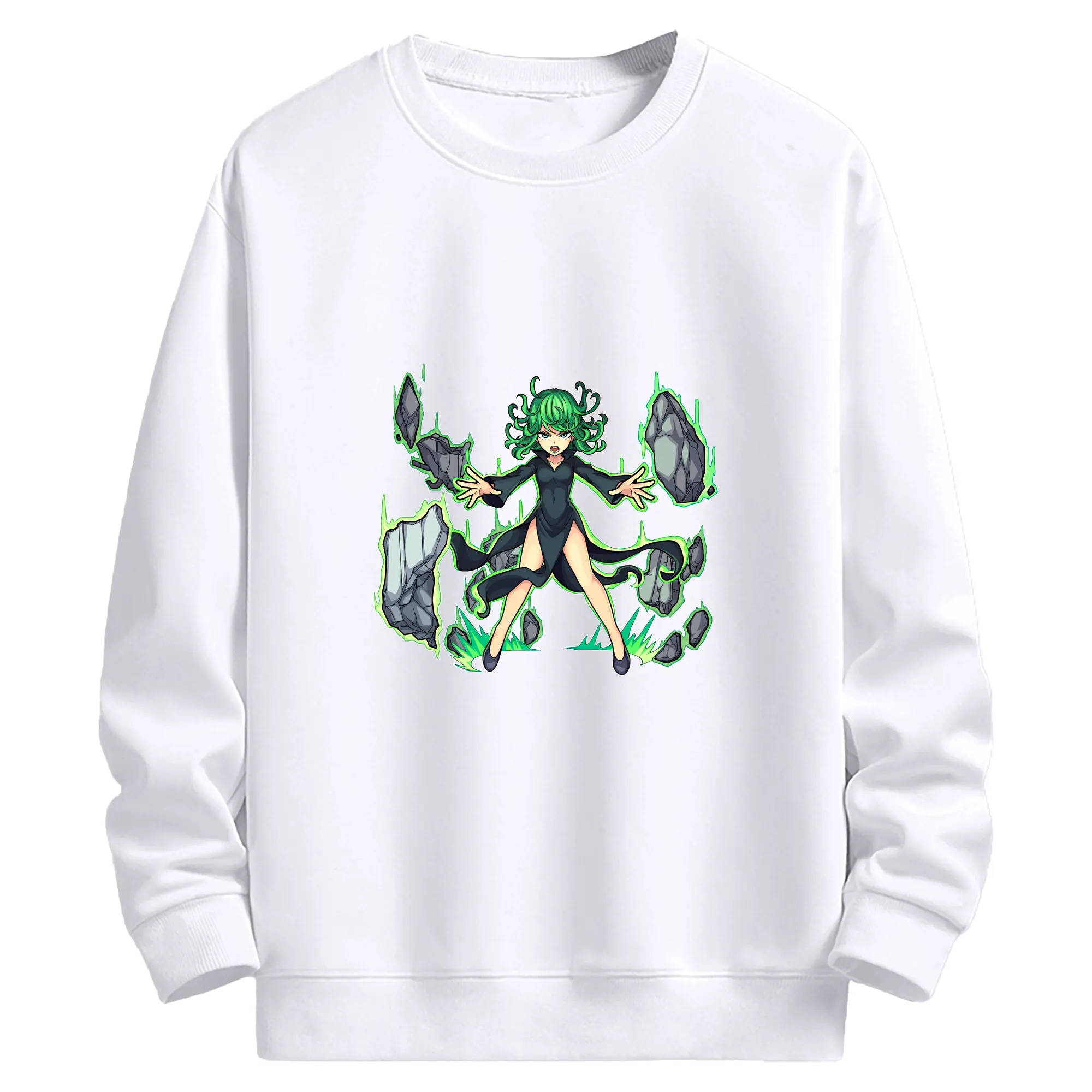 ワンパンマン グッズ 戦慄のタツマキ - 高品質 クルーネック スウェット ・ コットン59％ ポリエステル41％ ・ ユニセックス 長袖 トレーナー ・ カジュアル デイリー スポーツ 散歩用