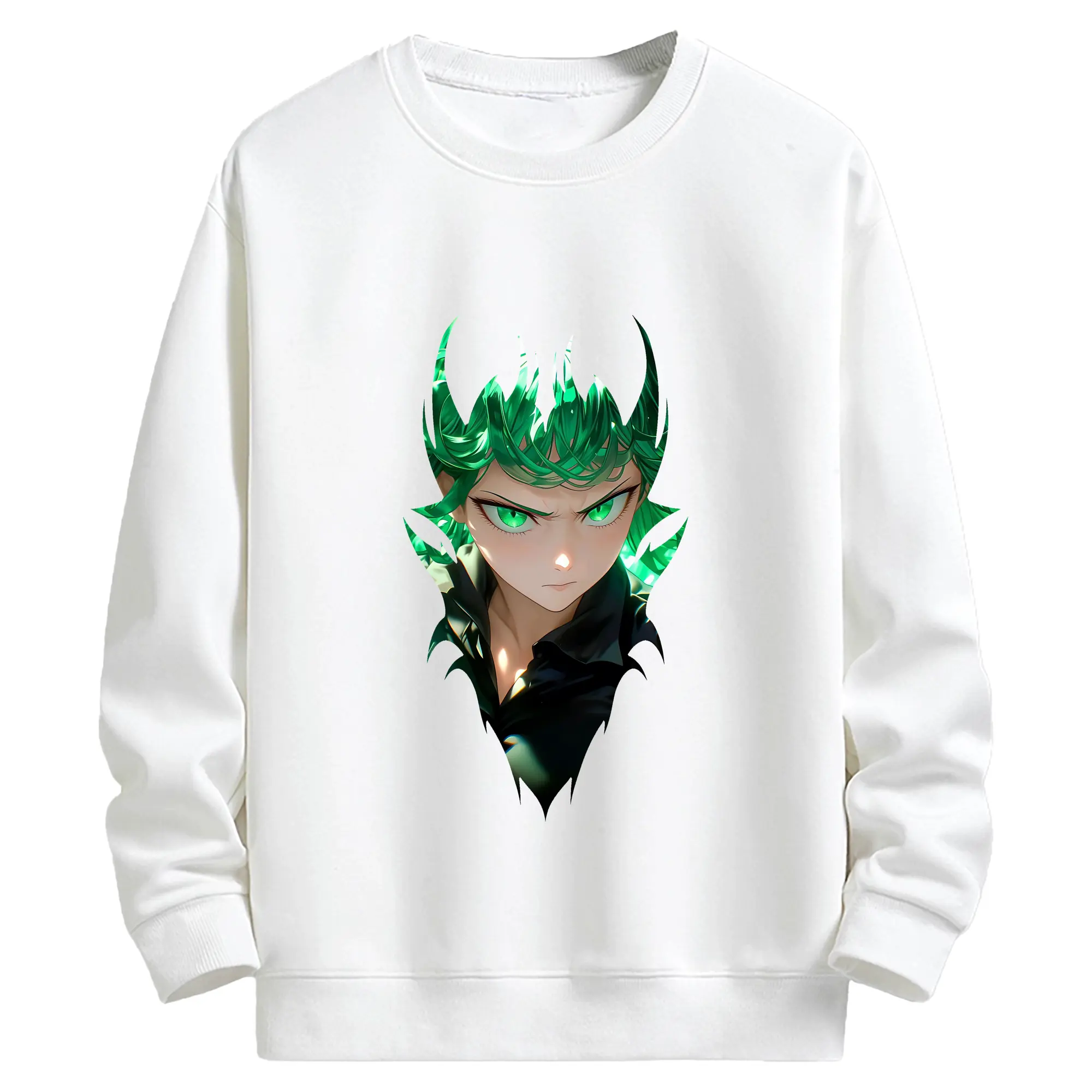 ワンパンマン グッズ 戦慄のタツマキ - キッズ クルーネックスウェットシャツ ・ フロントプリント ・ 綿80％ ポリエステル20％ ・ 快適 通学 スポーツ 日常使い お散歩用