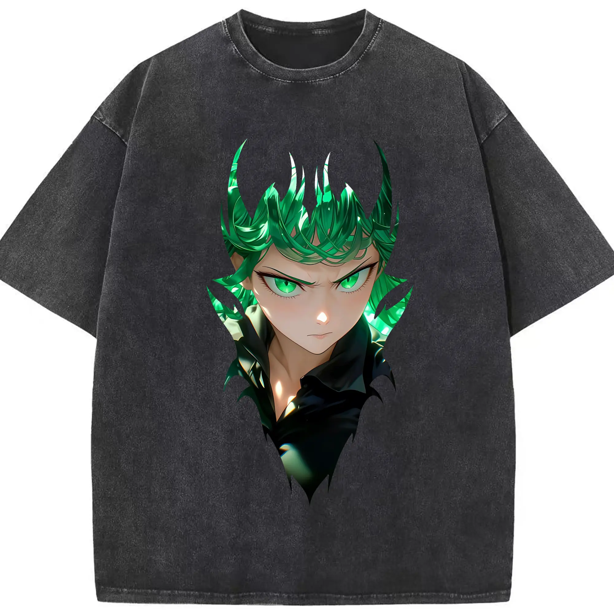 ワンパンマン グッズ 戦慄のタツマキ - 綿100％ ヴィンテージ風 半袖Tシャツ ・ フロントプリント ・ 柔らか肌触り ・ 通気性 快適 ・ スポーツ カジュアル 外出用