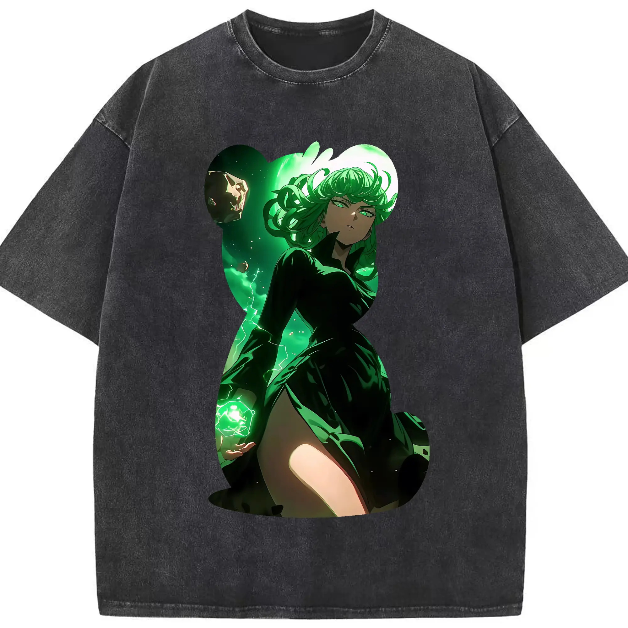 ワンパンマン グッズ 戦慄のタツマキ - 綿100％ ヴィンテージ風 半袖Tシャツ ・ フロントプリント ・ 柔らか肌触り ・ 通気性 快適 ・ スポーツ カジュアル 外出用