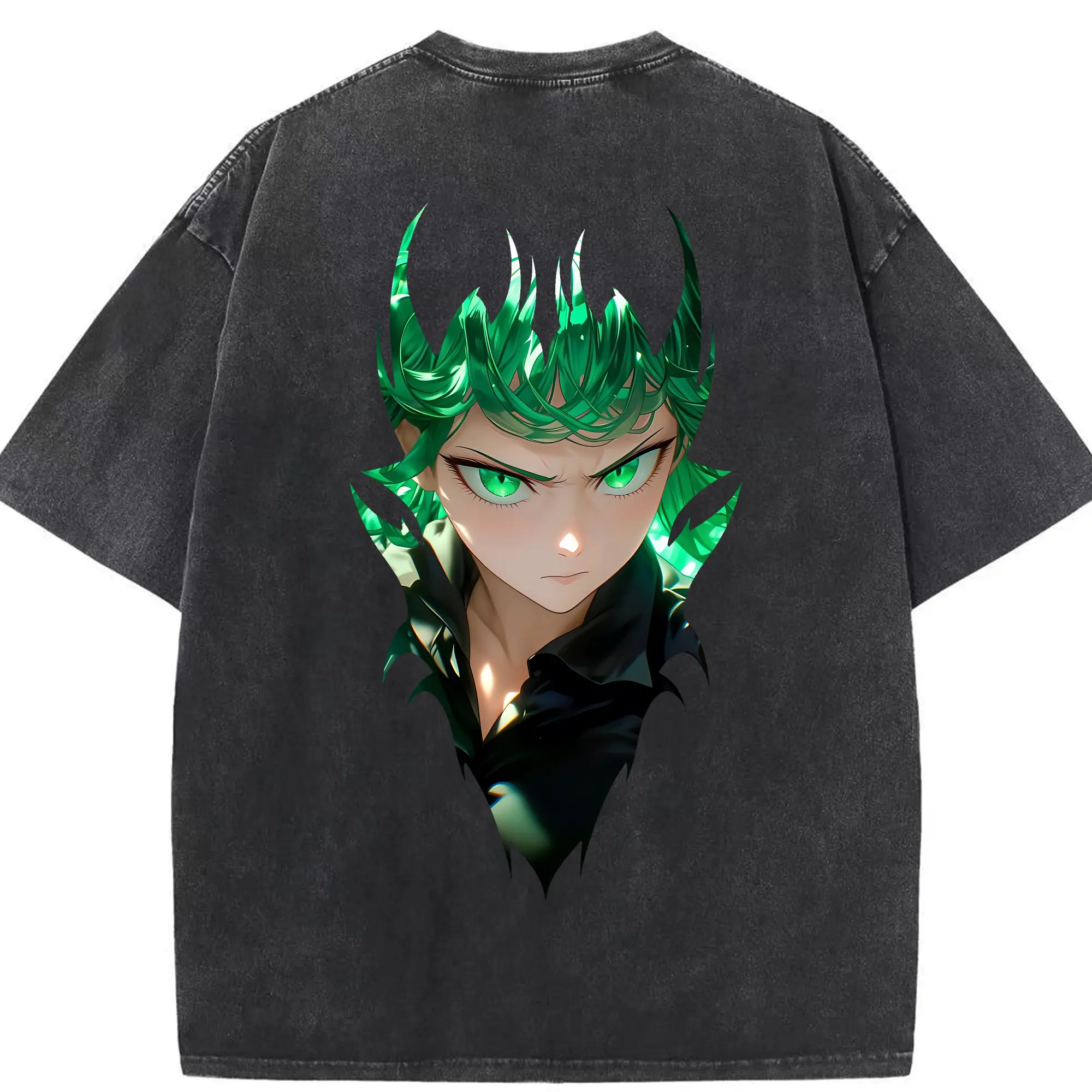 ワンパンマン グッズ 戦慄のタツマキ - 綿100％ ヴィンテージ風 半袖Tシャツ ・ 背面プリント ・ 柔らか肌触り ・ 通気性 快適 ・ スポーツ カジュアル 外出用