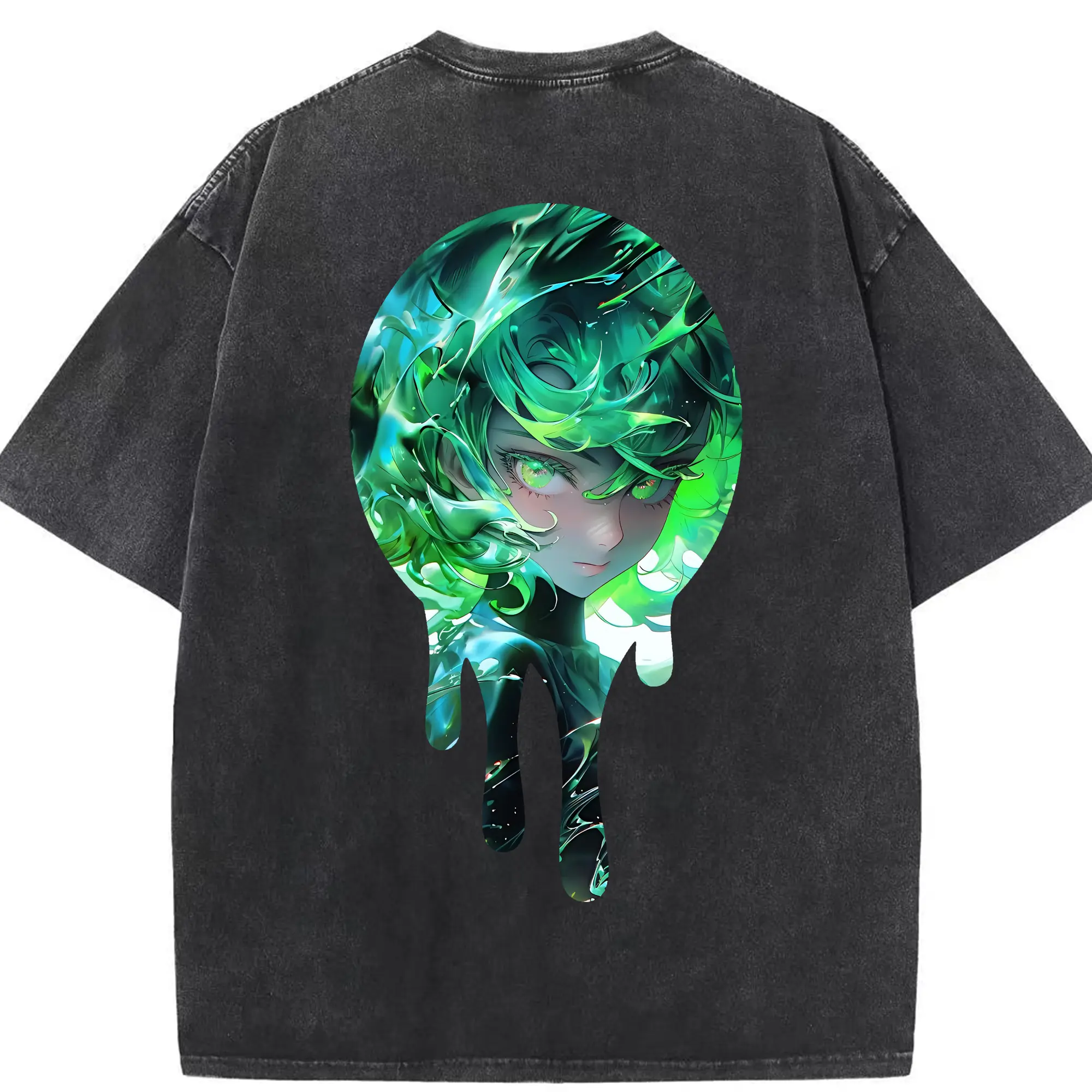 ワンパンマン グッズ 戦慄のタツマキ - 綿100％ ヴィンテージ風 半袖Tシャツ ・ 背面プリント ・ 柔らか肌触り ・ 通気性 快適 ・ スポーツ カジュアル 外出用