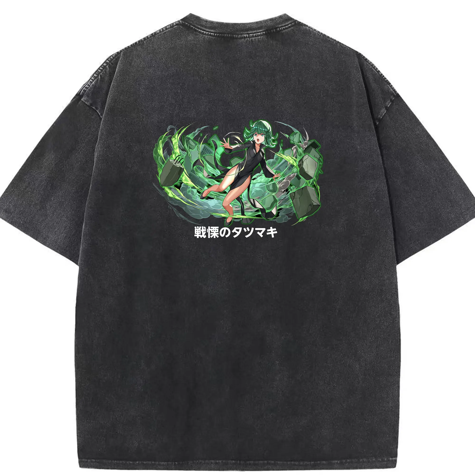 ワンパンマン グッズ 戦慄のタツマキ - 綿100％ ヴィンテージ風 半袖Tシャツ ・ 背面プリント ・ 柔らか肌触り ・ 通気性 快適 ・ スポーツ カジュアル 外出用