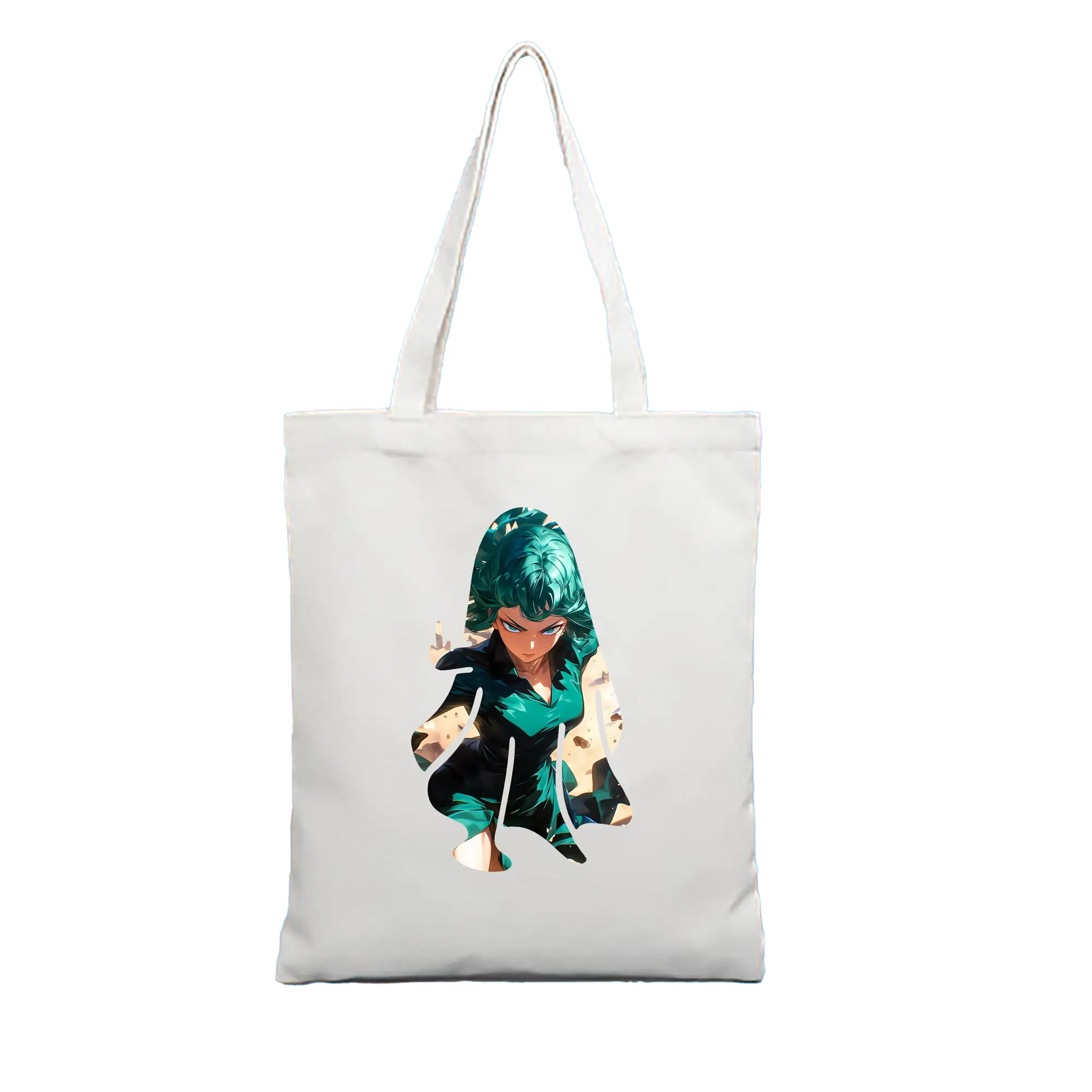 ワンパンマン グッズ 戦慄のタツマキ - 縦型キャンバス手提げバッグ（トートバッグ） ・ キャンバス素材 ・ ショッピング用 ・ 軽量 丈夫 お手入れ簡単