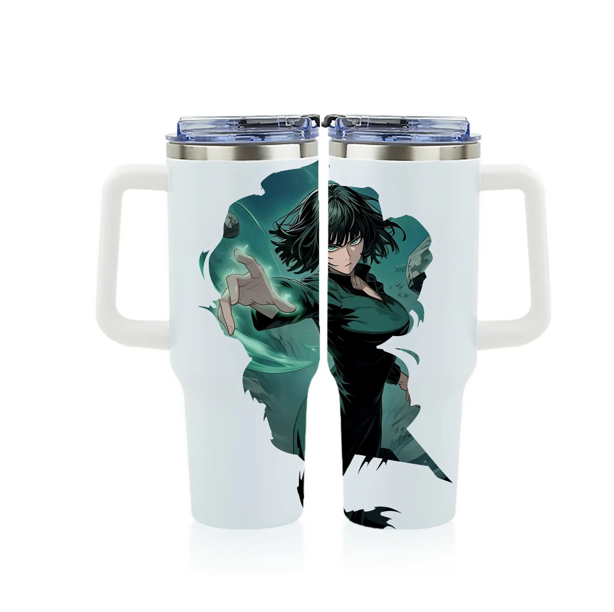 ワンパンマン グッズ 地獄のフブキ - 1200mL フルプリント車用タンブラー ・ 304ステンレス 内側 ・ 201ステンレス 外側 ・ 保温 保冷 ・ 通勤 ドライブ アウトドア用