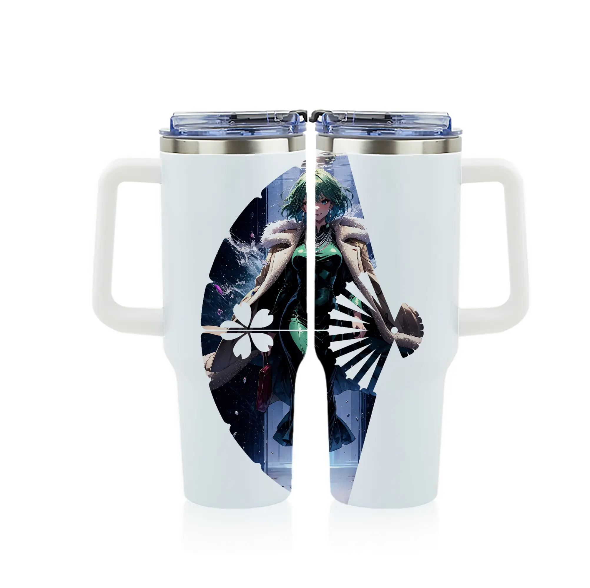 ワンパンマン グッズ 地獄のフブキ - 1200mL フルプリント車用タンブラー ・ 304ステンレス 内側 ・ 201ステンレス 外側 ・ 保温 保冷 ・ 通勤 ドライブ アウトドア用