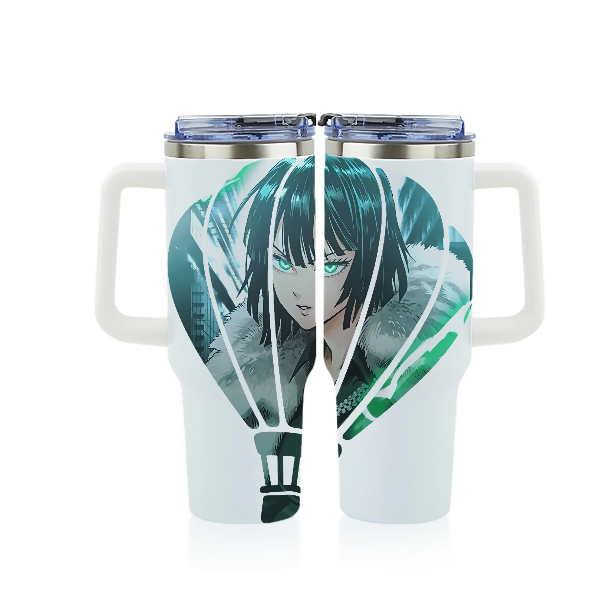 ワンパンマン グッズ 地獄のフブキ - 1200mL フルプリント車用タンブラー ・ 304ステンレス 内側 ・ 201ステンレス 外側 ・ 保温 保冷 ・ 通勤 ドライブ アウトドア用