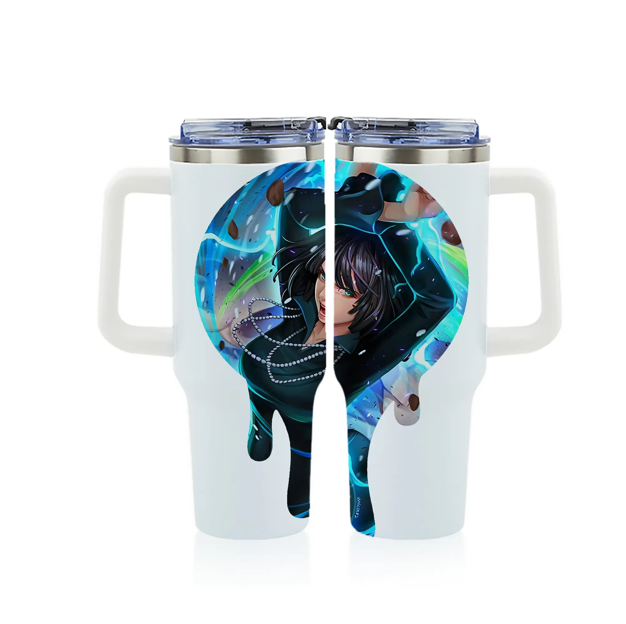 ワンパンマン グッズ 地獄のフブキ - 1200mL フルプリント車用タンブラー ・ 304ステンレス 内側 ・ 201ステンレス 外側 ・ 保温 保冷 ・ 通勤 ドライブ アウトドア用