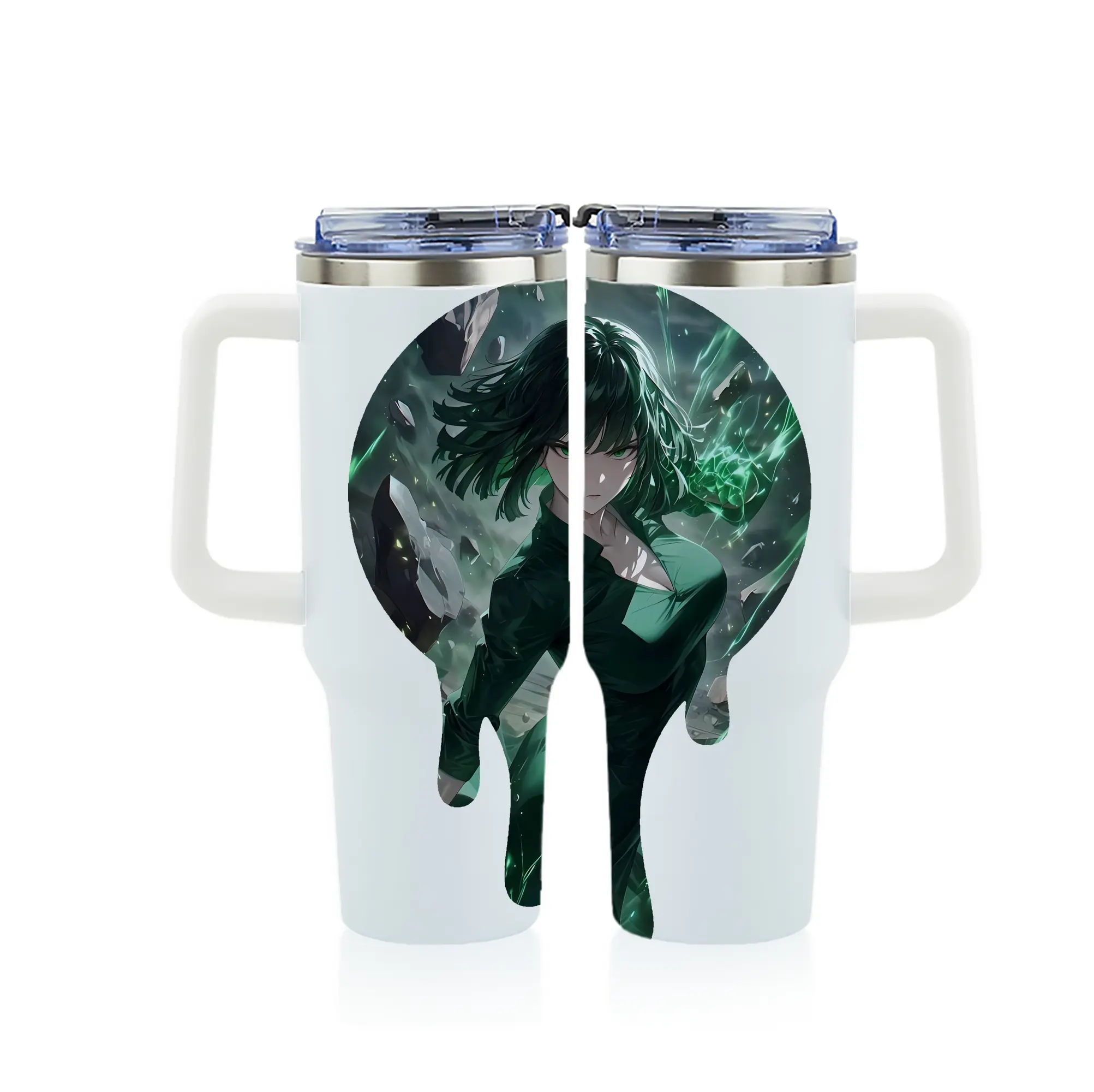 ワンパンマン グッズ 地獄のフブキ - 1200mL フルプリント車用タンブラー ・ 304ステンレス 内側 ・ 201ステンレス 外側 ・ 保温 保冷 ・ 通勤 ドライブ アウトドア用