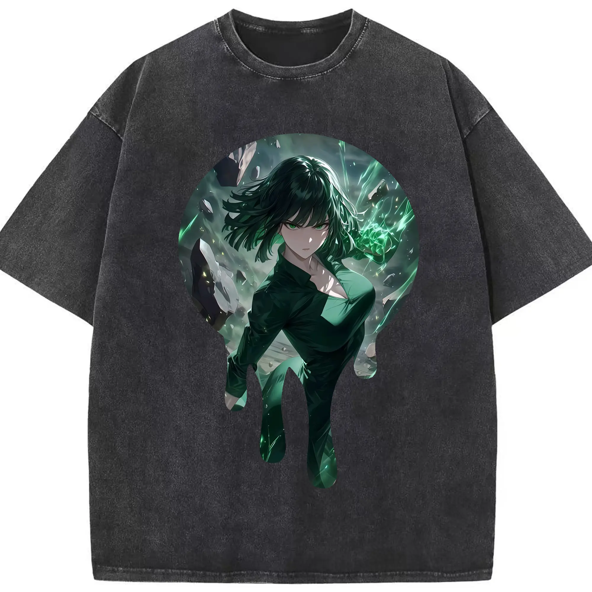 ワンパンマン グッズ 地獄のフブキ - 綿100％ ヴィンテージ風 半袖Tシャツ ・ フロントプリント ・ 柔らか肌触り ・ 通気性 快適 ・ スポーツ カジュアル 外出用