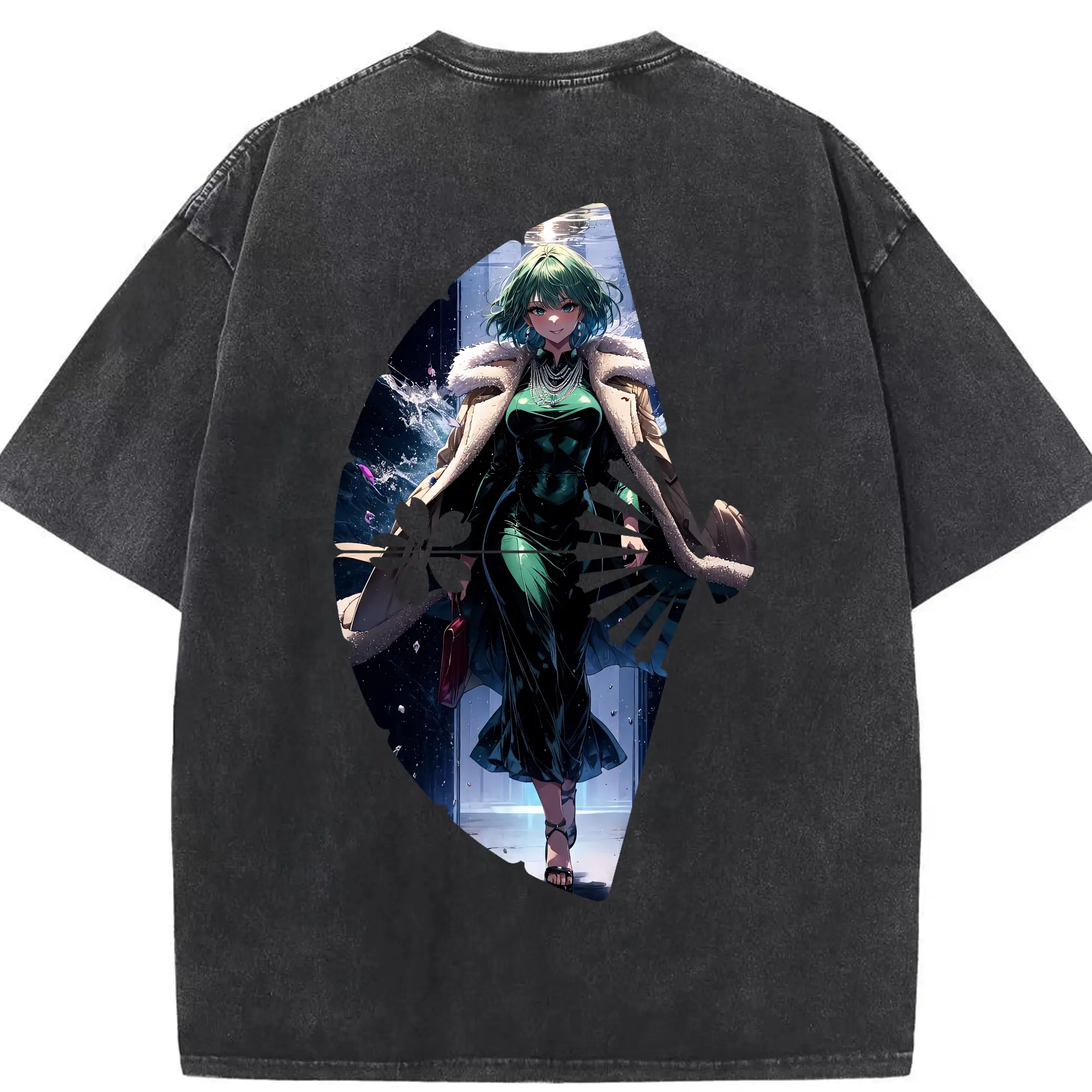 ワンパンマン グッズ 地獄のフブキ - 綿100％ ヴィンテージ風 半袖Tシャツ ・ 背面プリント ・ 柔らか肌触り ・ 通気性 快適 ・ スポーツ カジュアル 外出用