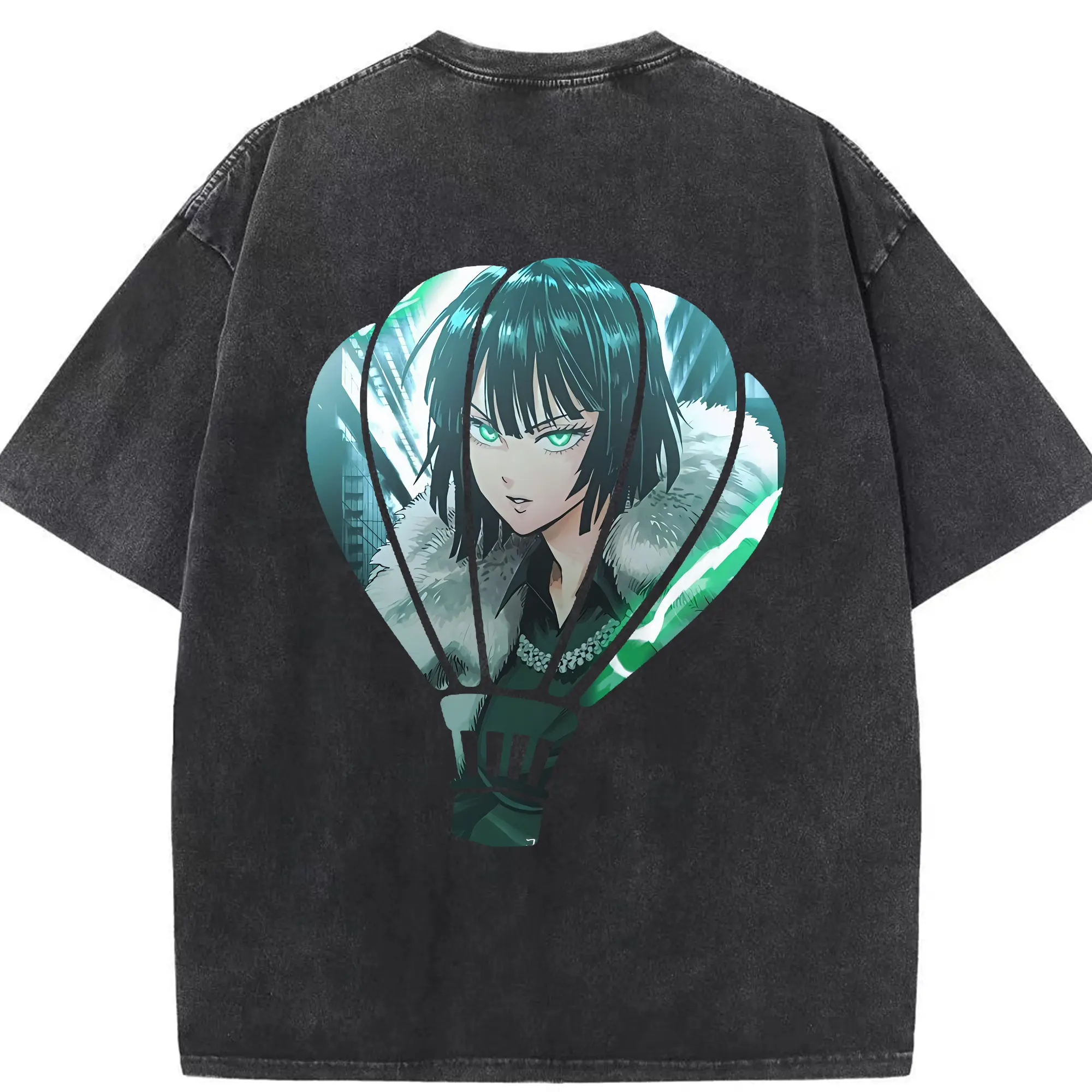 ワンパンマン グッズ 地獄のフブキ - 綿100％ ヴィンテージ風 半袖Tシャツ ・ 背面プリント ・ 柔らか肌触り ・ 通気性 快適 ・ スポーツ カジュアル 外出用