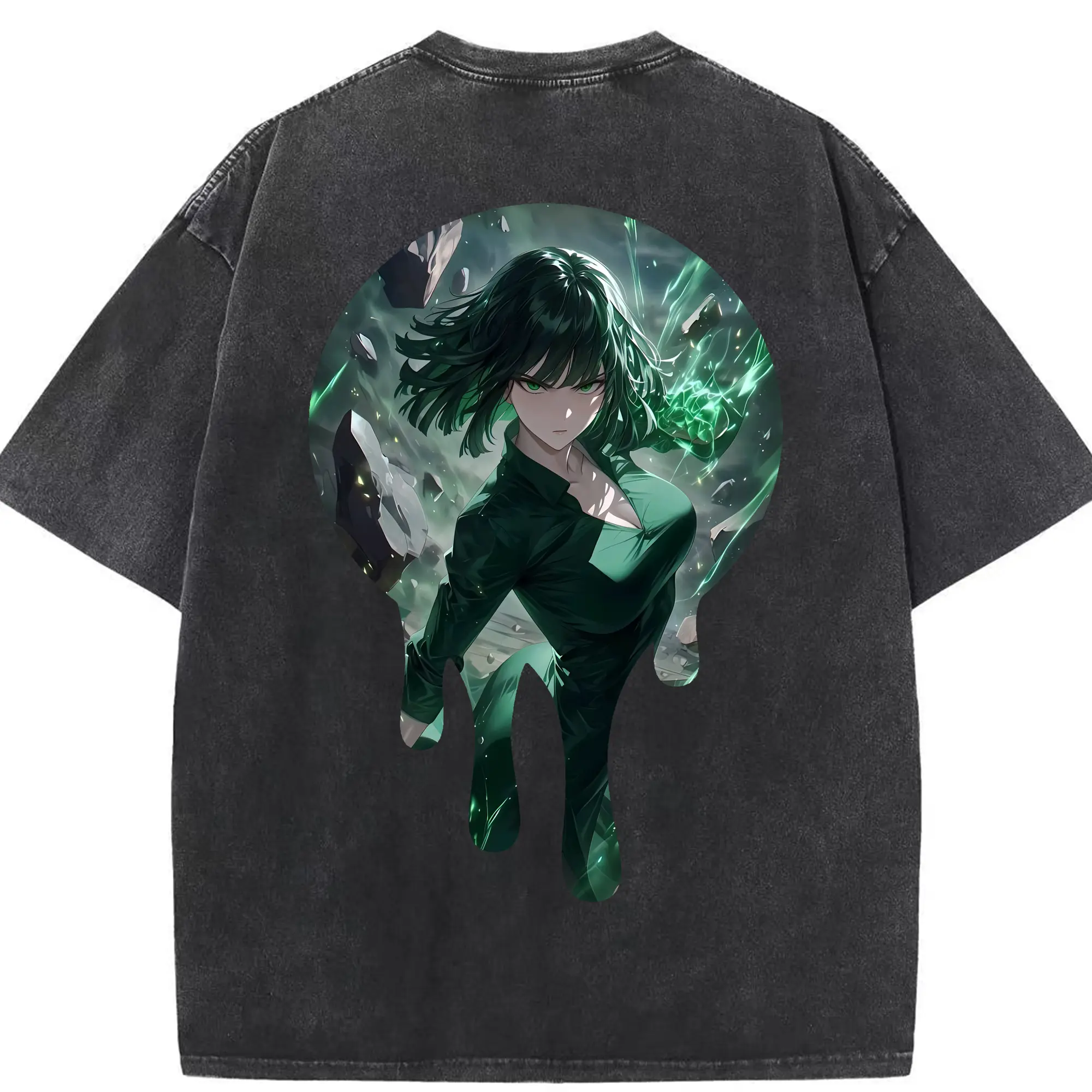 ワンパンマン グッズ 地獄のフブキ - 綿100％ ヴィンテージ風 半袖Tシャツ ・ 背面プリント ・ 柔らか肌触り ・ 通気性 快適 ・ スポーツ カジュアル 外出用