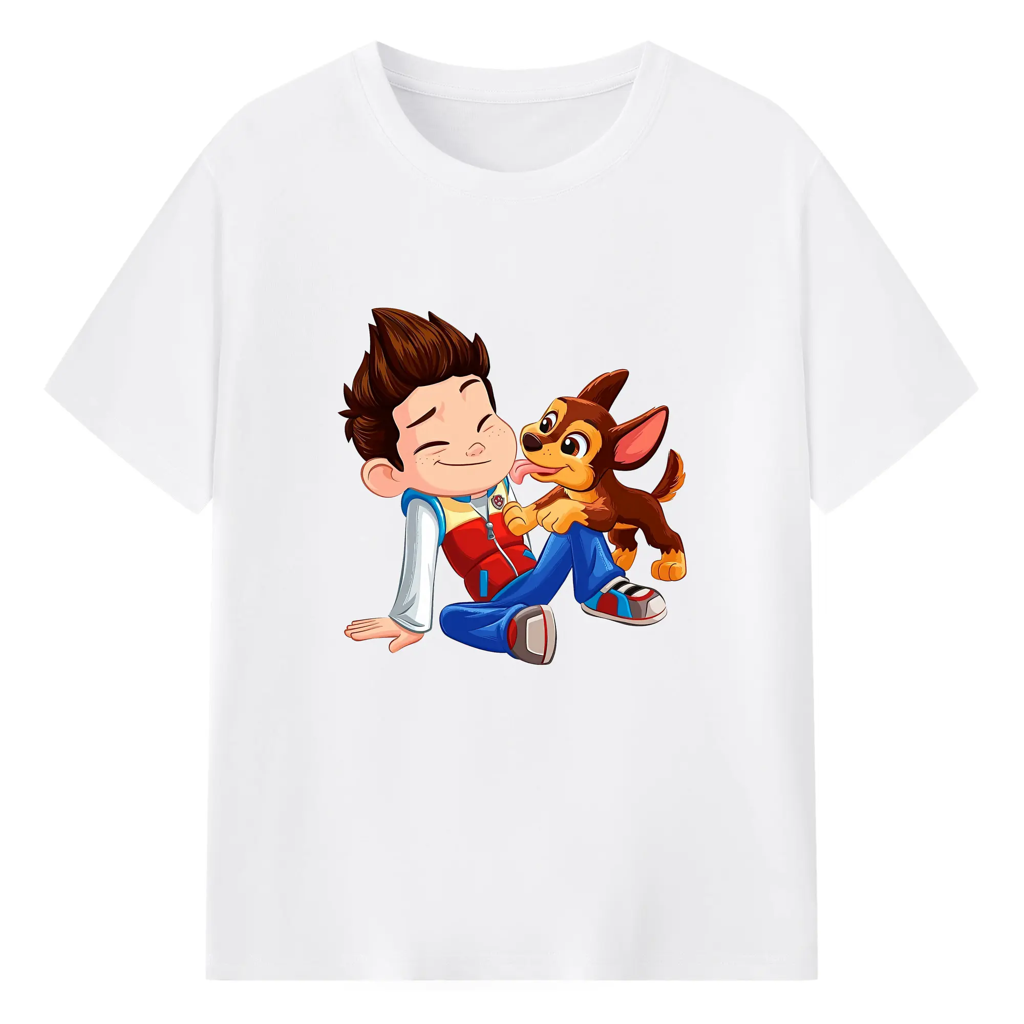 パウ・パトロール グッズ ライダー - 綿100％ 半袖Tシャツ ・ フロントプリント ・ 快適 通気性 ・ 日常使い 散歩 スポーツ用