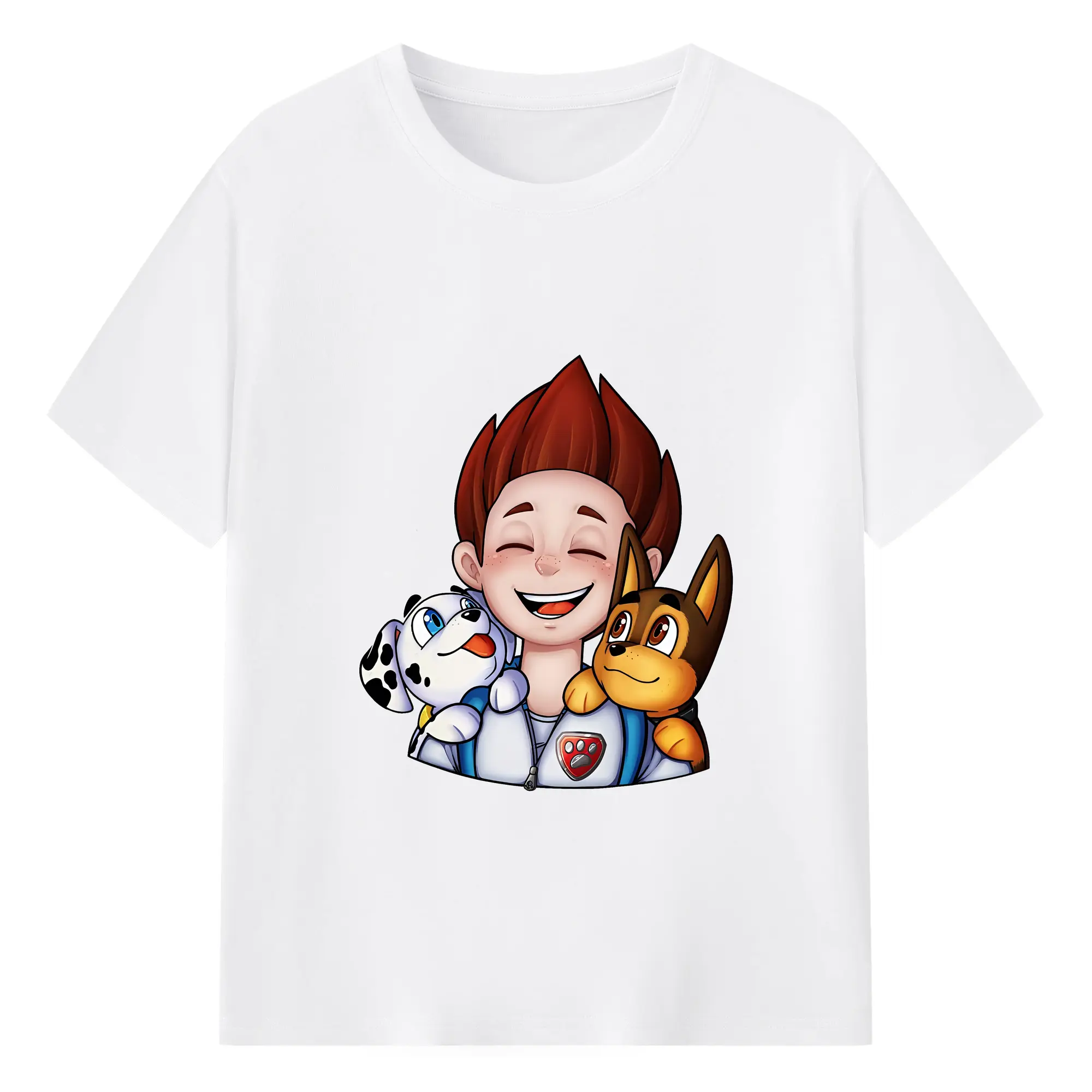 パウ・パトロール グッズ ライダー - 綿100％ 半袖Tシャツ ・ フロントプリント ・ 快適 通気性 ・ 日常使い 散歩 スポーツ用