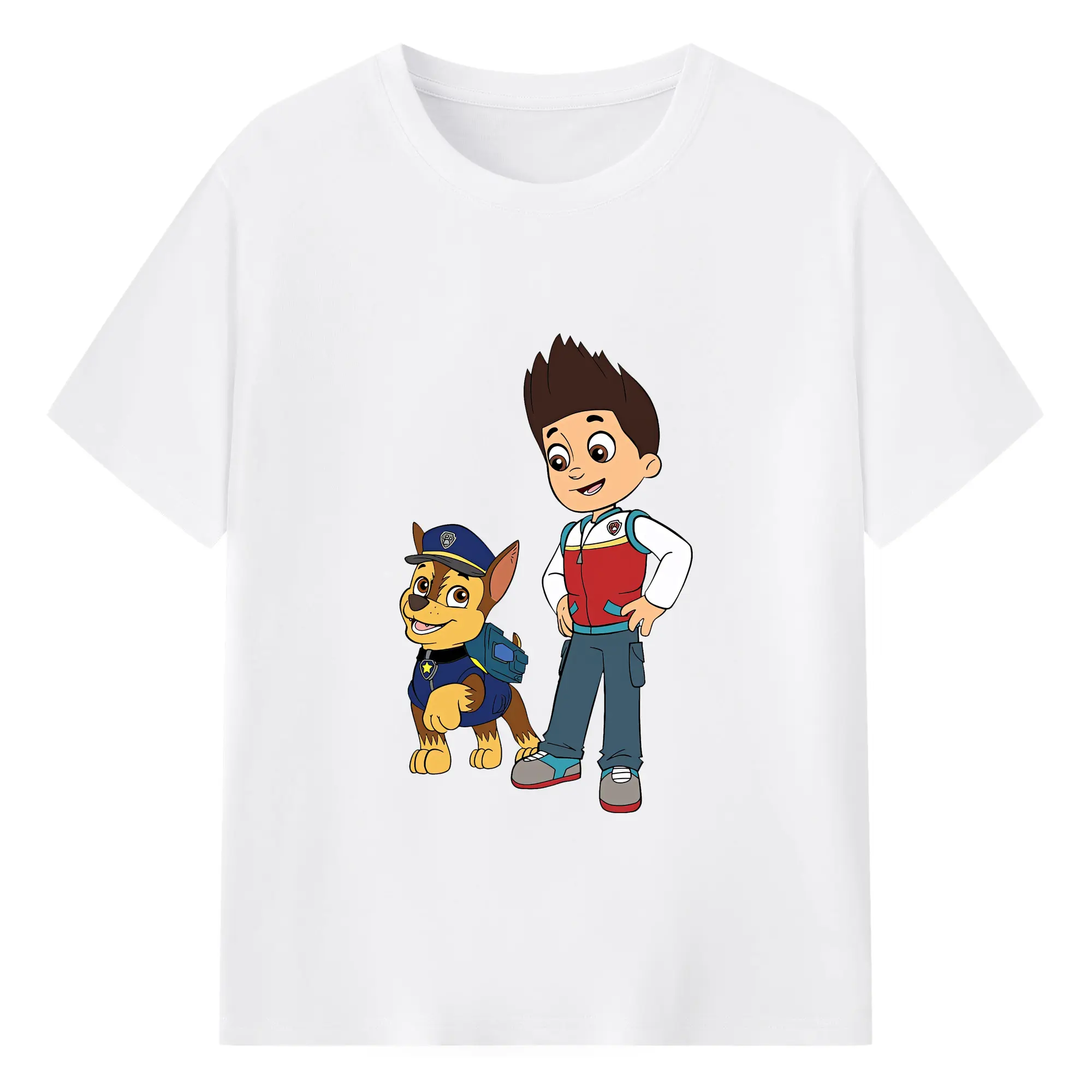 パウ・パトロール グッズ ライダー - 綿100％ 半袖Tシャツ ・ フロントプリント ・ 快適 通気性 ・ 日常使い 散歩 スポーツ用