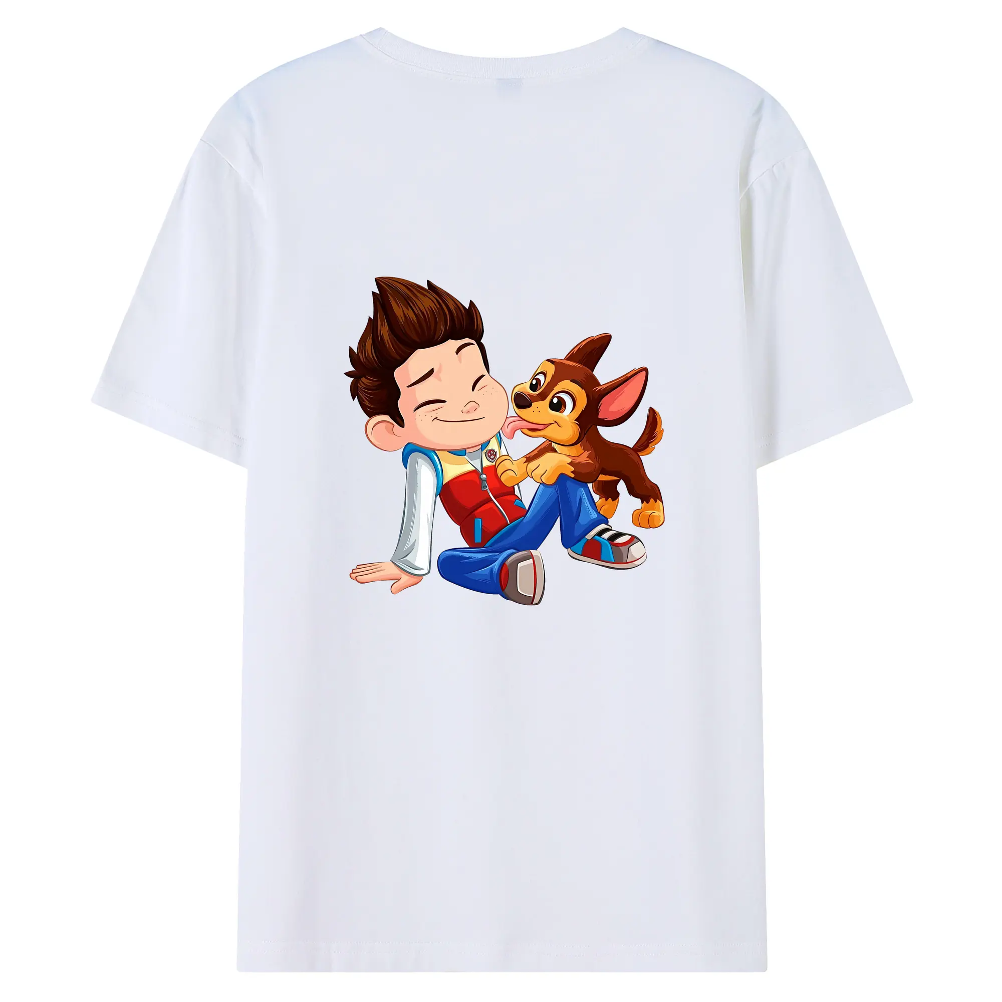 パウ・パトロール グッズ ライダー - 綿100％ 半袖Tシャツ ・ バックプリント ・ 快適 通気性 ・ 日常使い 散歩 スポーツ用