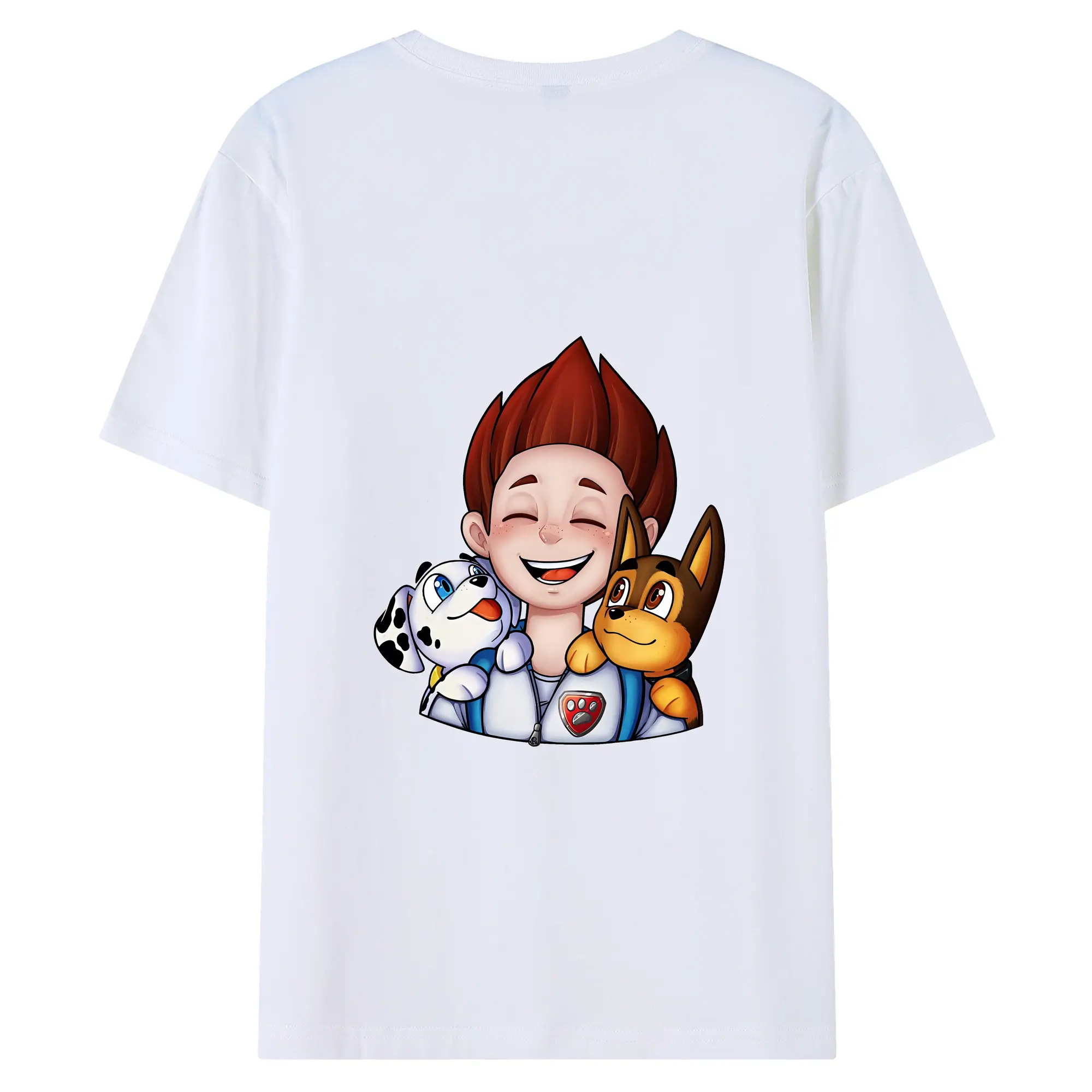 パウ・パトロール グッズ ライダー - 綿100％ 半袖Tシャツ ・ バックプリント ・ 快適 通気性 ・ 日常使い 散歩 スポーツ用