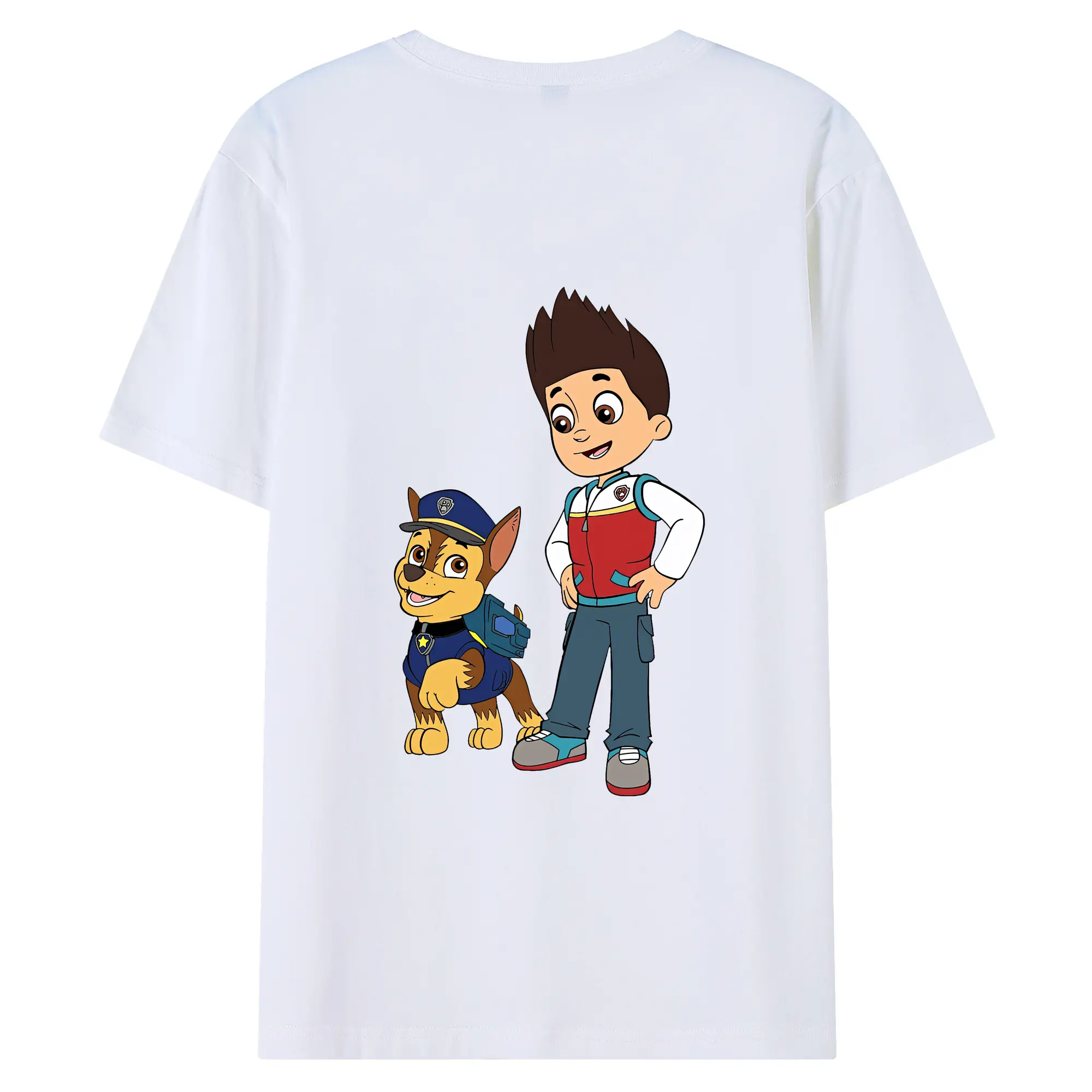 パウ・パトロール グッズ ライダー - 綿100％ 半袖Tシャツ ・ バックプリント ・ 快適 通気性 ・ 日常使い 散歩 スポーツ用