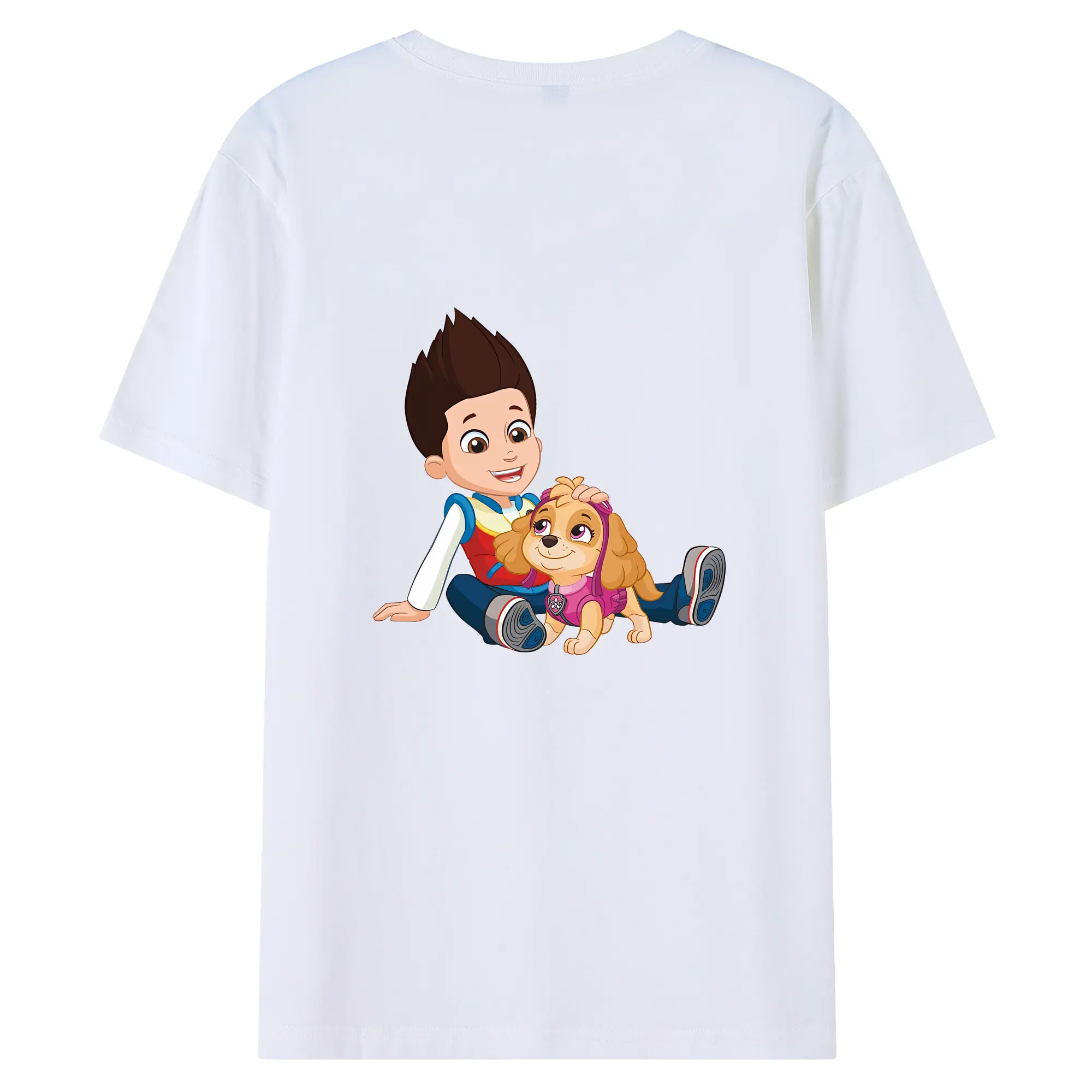 パウ・パトロール グッズ ライダー - 綿100％ 半袖Tシャツ ・ バックプリント ・ 快適 通気性 ・ 日常使い 散歩 スポーツ用