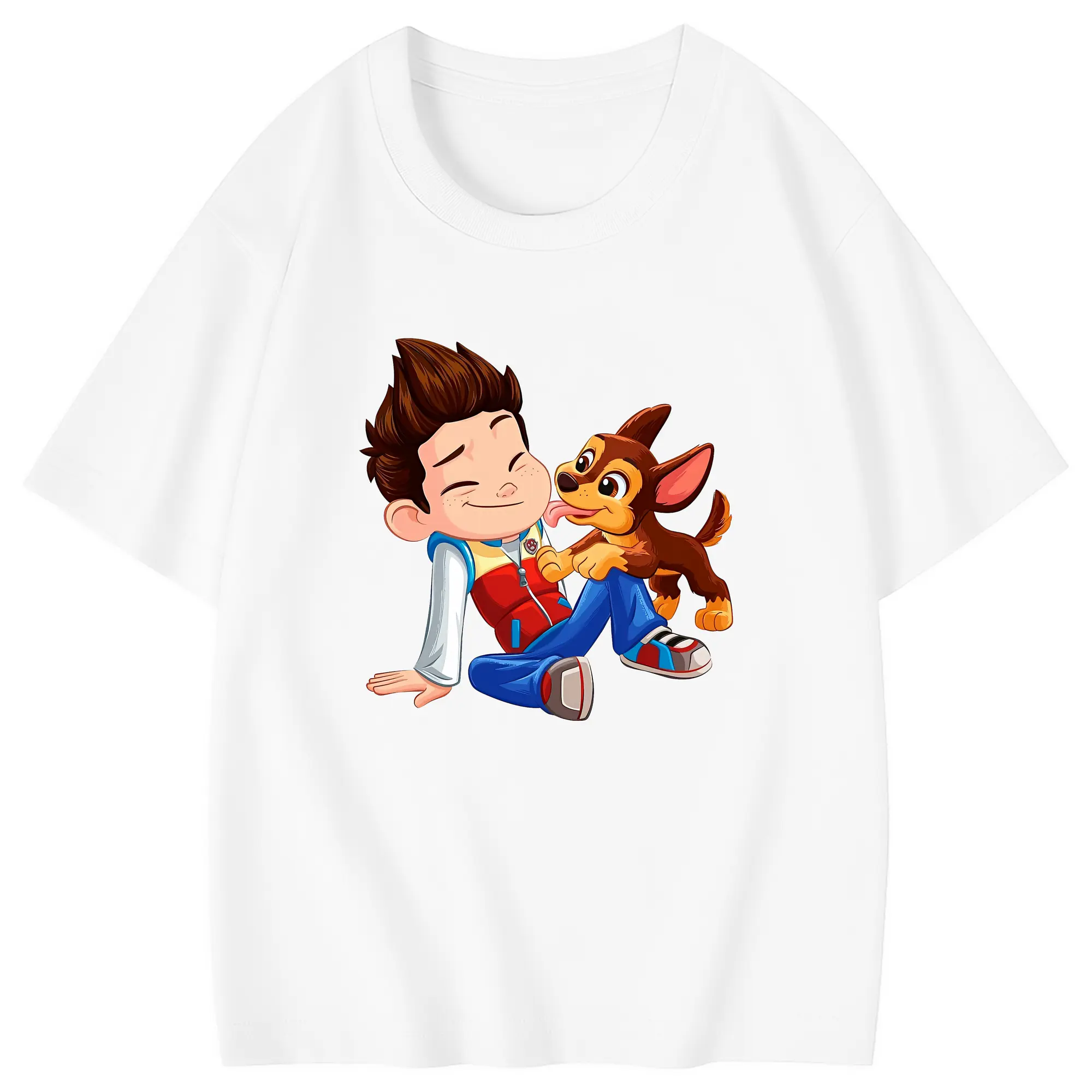 パウ・パトロール グッズ ライダー - 綿100％ キッズTシャツ ・ フロントプリント ・ 快適 通気性 ・ スポーツ カジュアル 散歩用