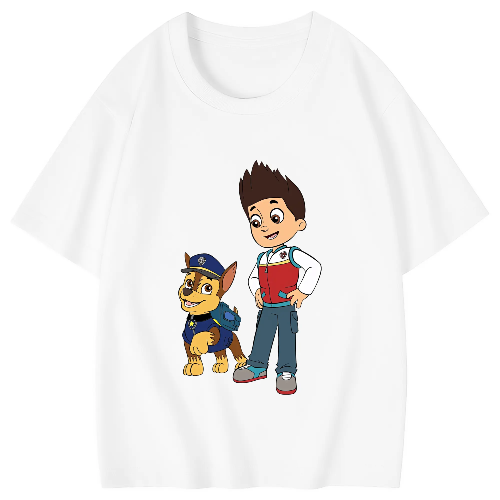 パウ・パトロール グッズ ライダー - 綿100％ キッズTシャツ ・ フロントプリント ・ 快適 通気性 ・ スポーツ カジュアル 散歩用