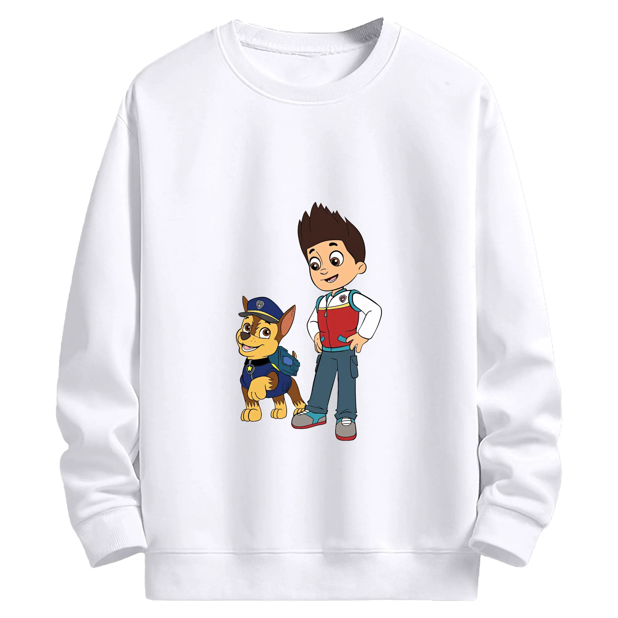 パウ・パトロール グッズ ライダー - 高品質 クルーネック スウェット ・ コットン59％ ポリエステル41％ ・ ユニセックス 長袖 トレーナー ・ カジュアル デイリー スポーツ 散歩用