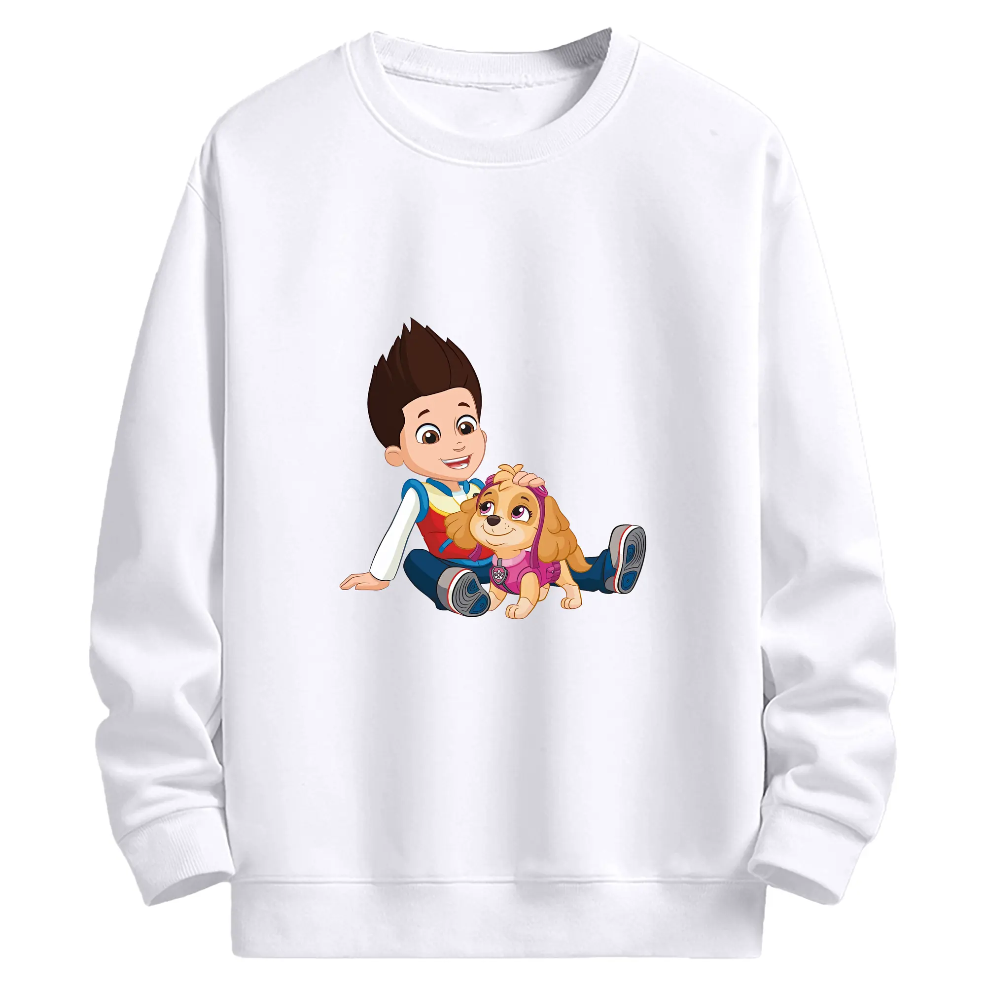 パウ・パトロール グッズ ライダー - 高品質 クルーネック スウェット ・ コットン59％ ポリエステル41％ ・ ユニセックス 長袖 トレーナー ・ カジュアル デイリー スポーツ 散歩用