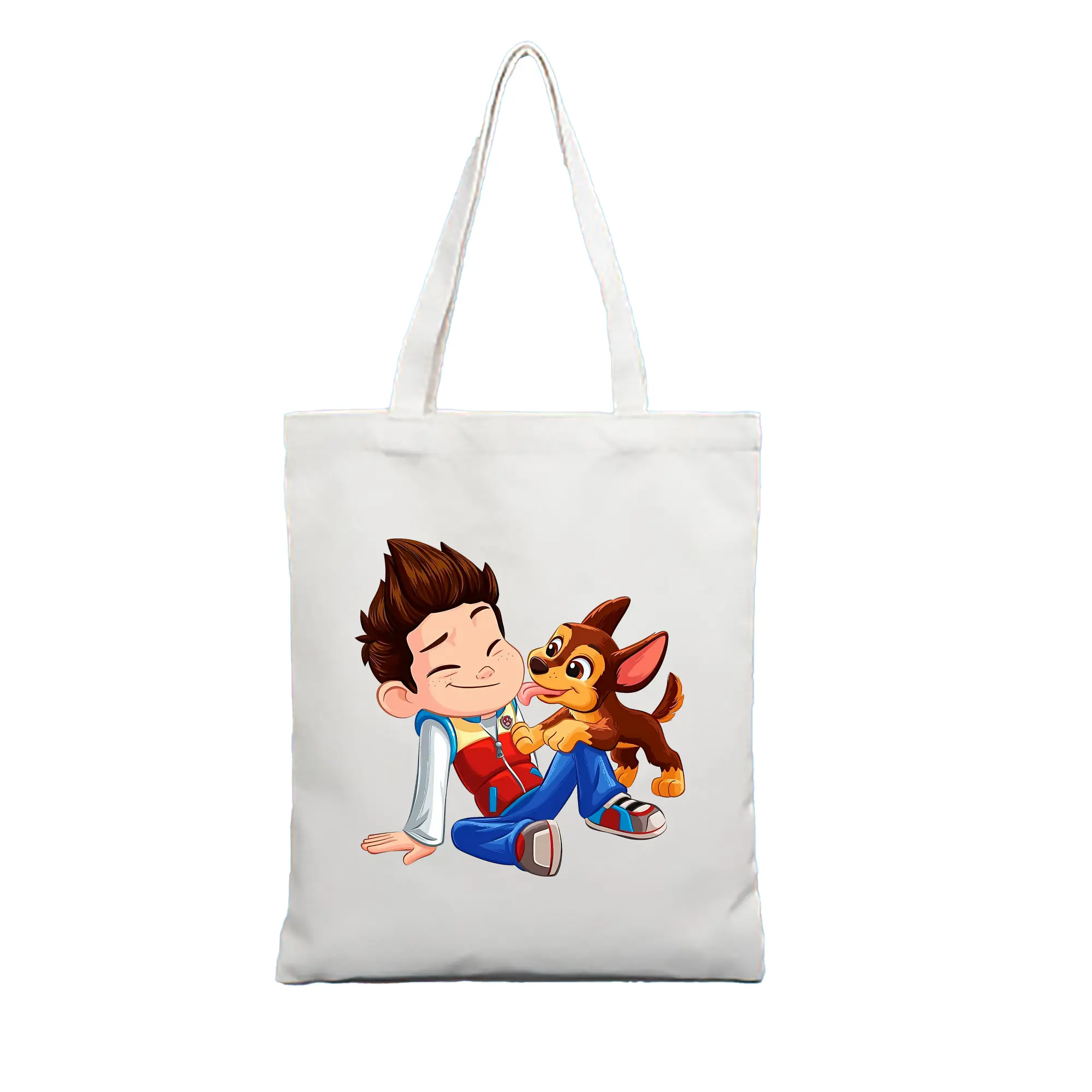 パウ・パトロール グッズ ライダー - 縦型キャンバス手提げバッグ（トートバッグ） ・ キャンバス素材 ・ ショッピング用 ・ 軽量 丈夫 お手入れ簡単