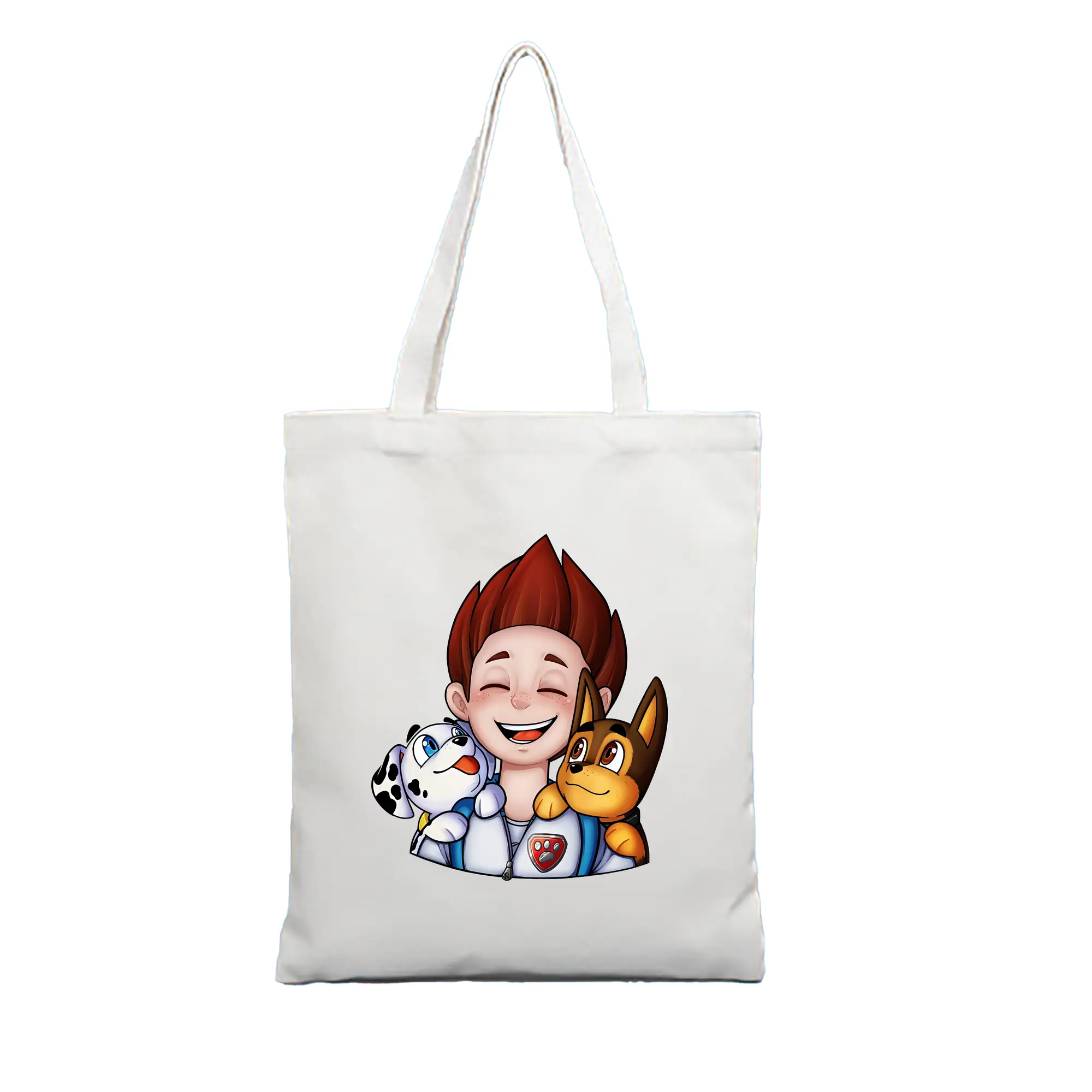 パウ・パトロール グッズ ライダー - 縦型キャンバス手提げバッグ（トートバッグ） ・ キャンバス素材 ・ ショッピング用 ・ 軽量 丈夫 お手入れ簡単