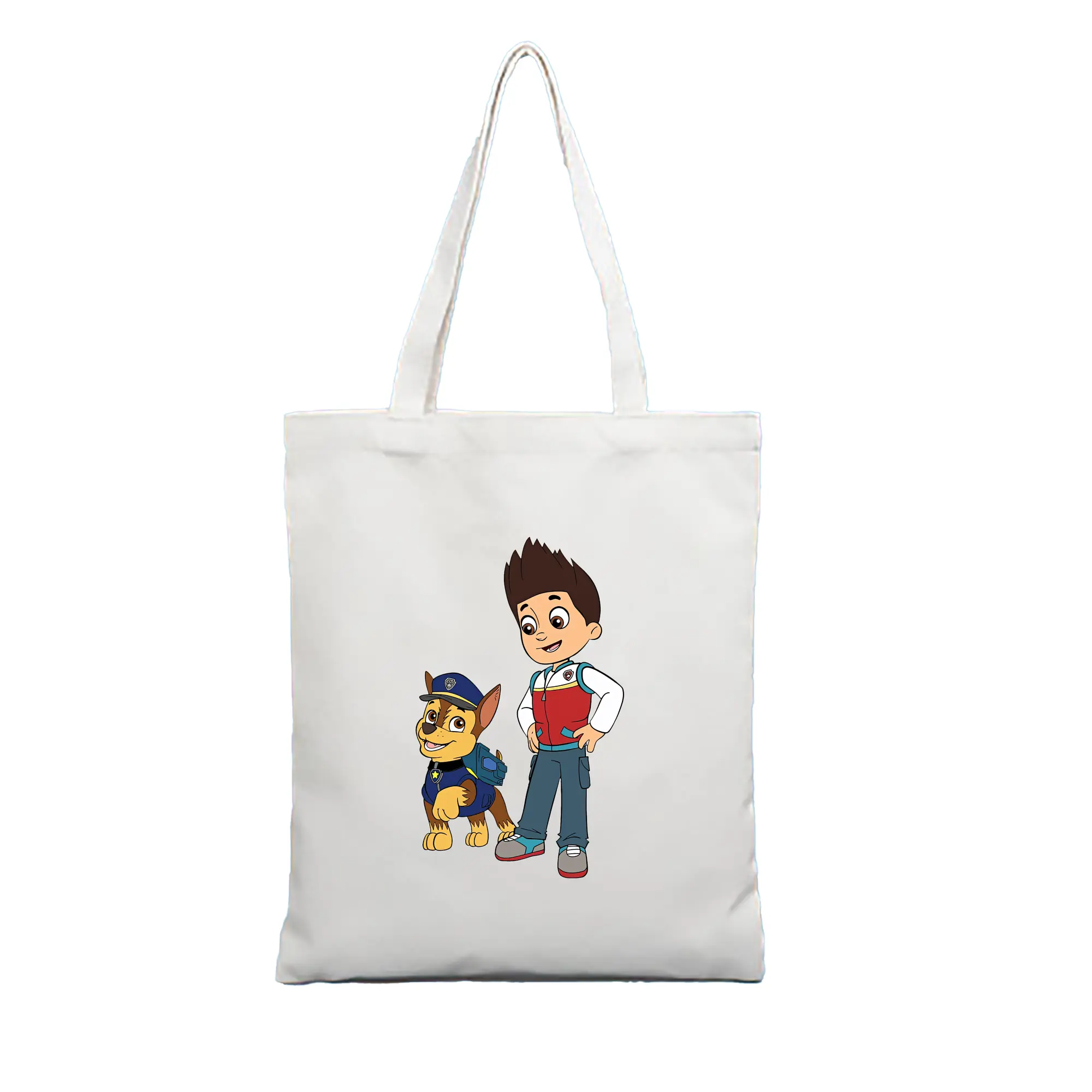 パウ・パトロール グッズ ライダー - 縦型キャンバス手提げバッグ（トートバッグ） ・ キャンバス素材 ・ ショッピング用 ・ 軽量 丈夫 お手入れ簡単