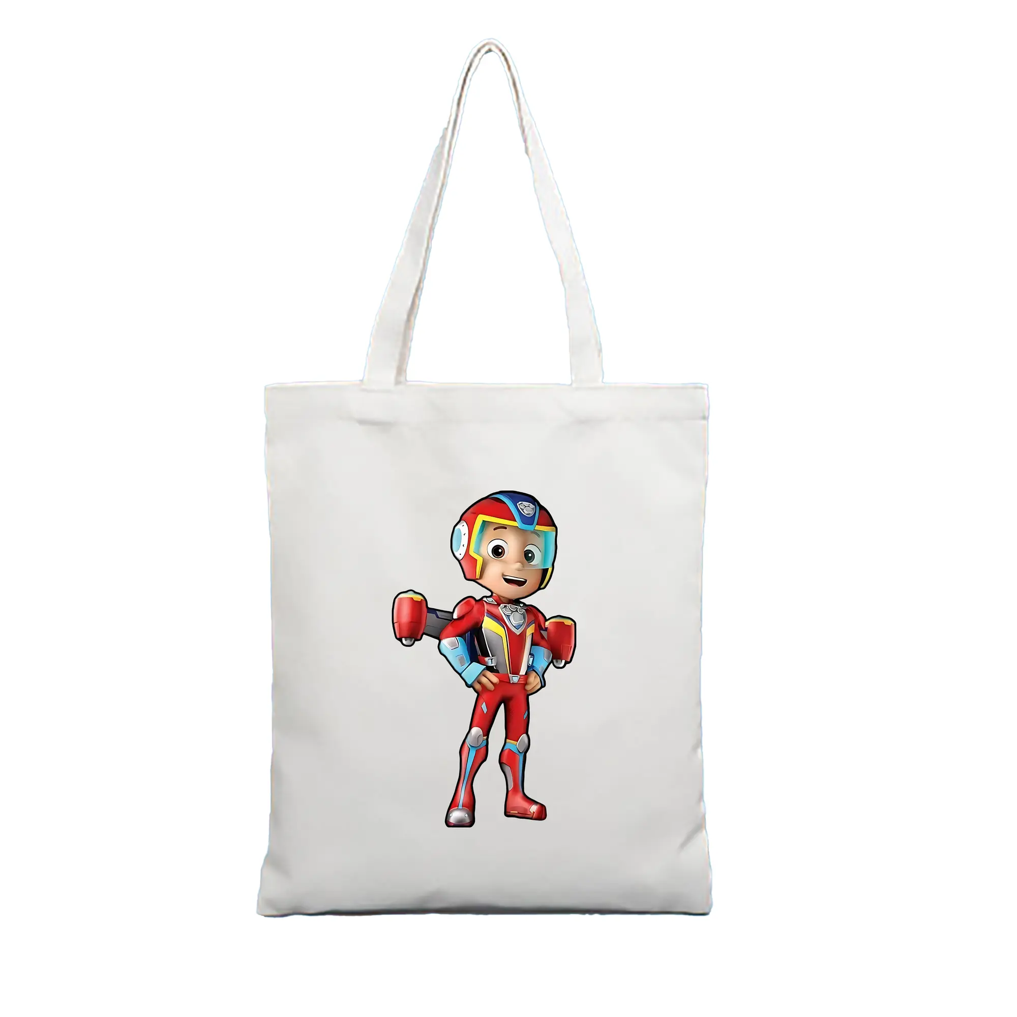 パウ・パトロール グッズ ライダー - 縦型キャンバス手提げバッグ（トートバッグ） ・ キャンバス素材 ・ ショッピング用 ・ 軽量 丈夫 お手入れ簡単