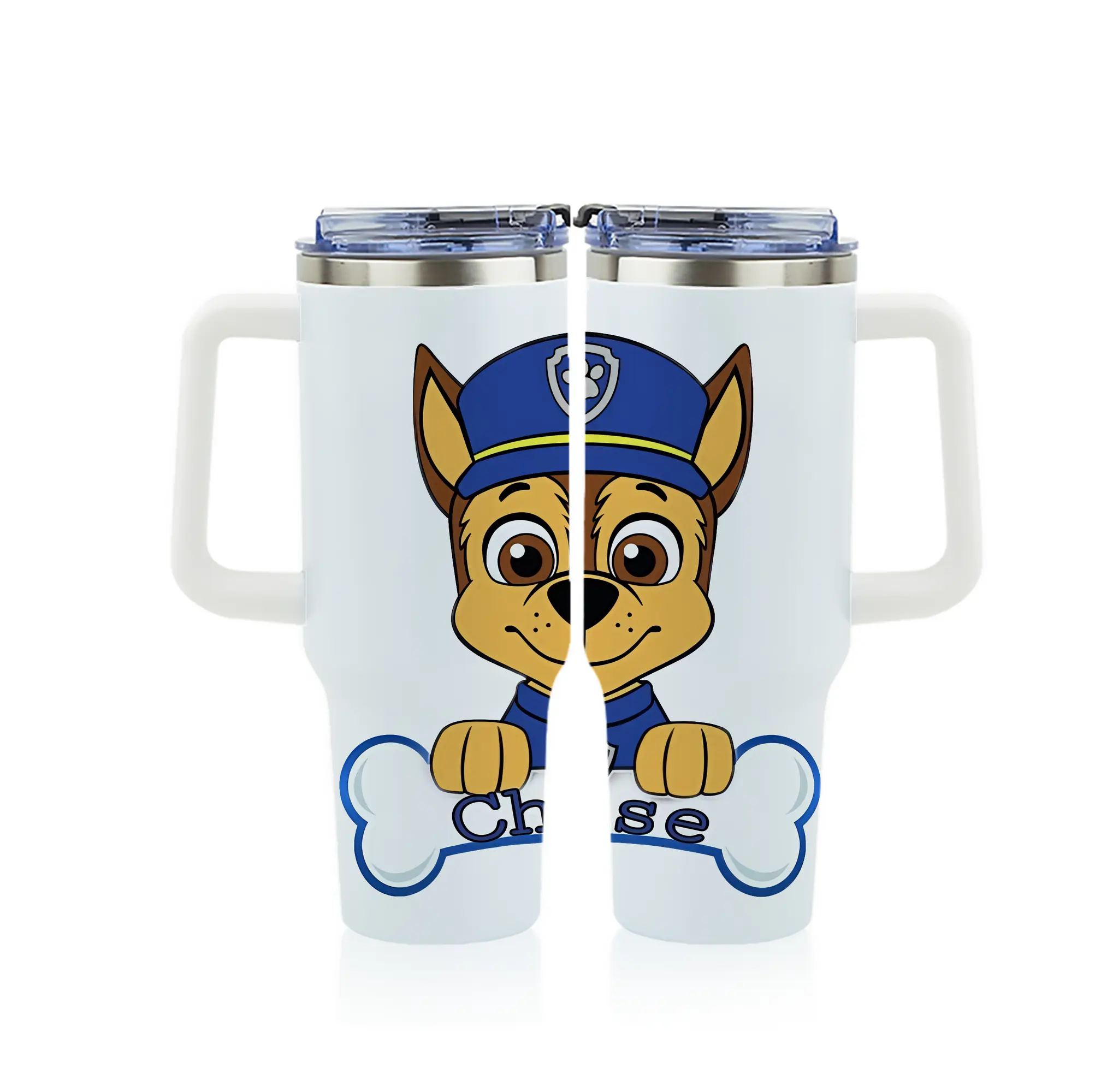 パウ・パトロール グッズ チェイス - 1200mL フルプリント車用タンブラー ・ 304ステンレス 内側 ・ 201ステンレス 外側 ・ 保温 保冷 ・ 通勤 ドライブ アウトドア用