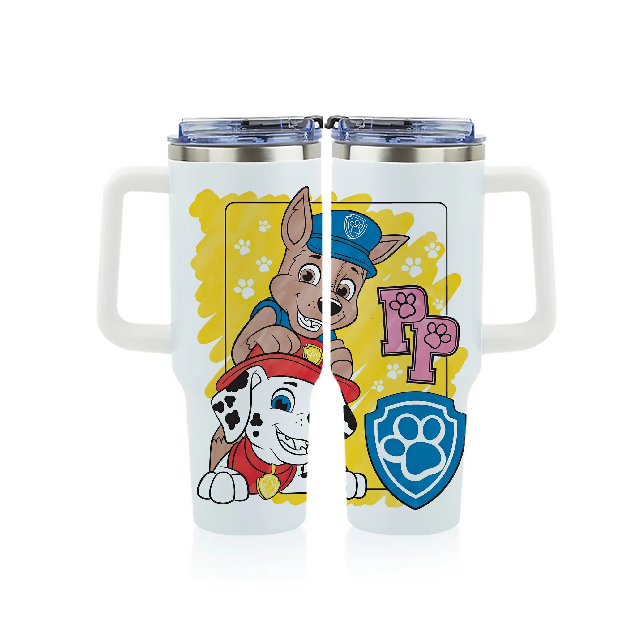 パウ・パトロール グッズ チェイス - 1200mL フルプリント車用タンブラー ・ 304ステンレス 内側 ・ 201ステンレス 外側 ・ 保温 保冷 ・ 通勤 ドライブ アウトドア用
