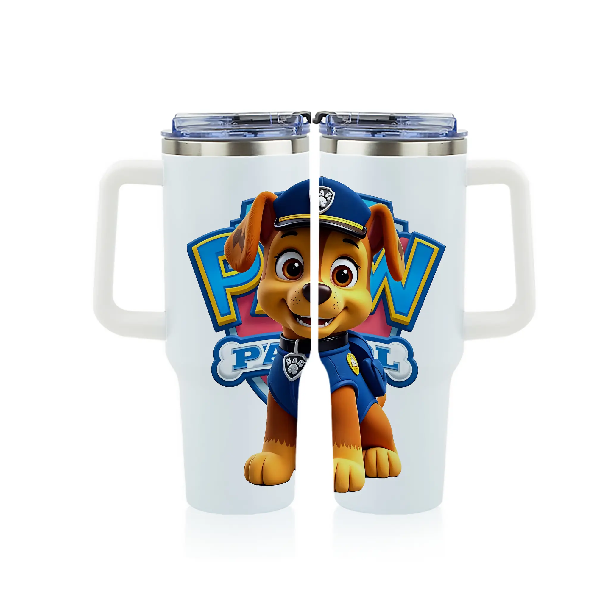 パウ・パトロール グッズ チェイス - 1200mL フルプリント車用タンブラー ・ 304ステンレス 内側 ・ 201ステンレス 外側 ・ 保温 保冷 ・ 通勤 ドライブ アウトドア用