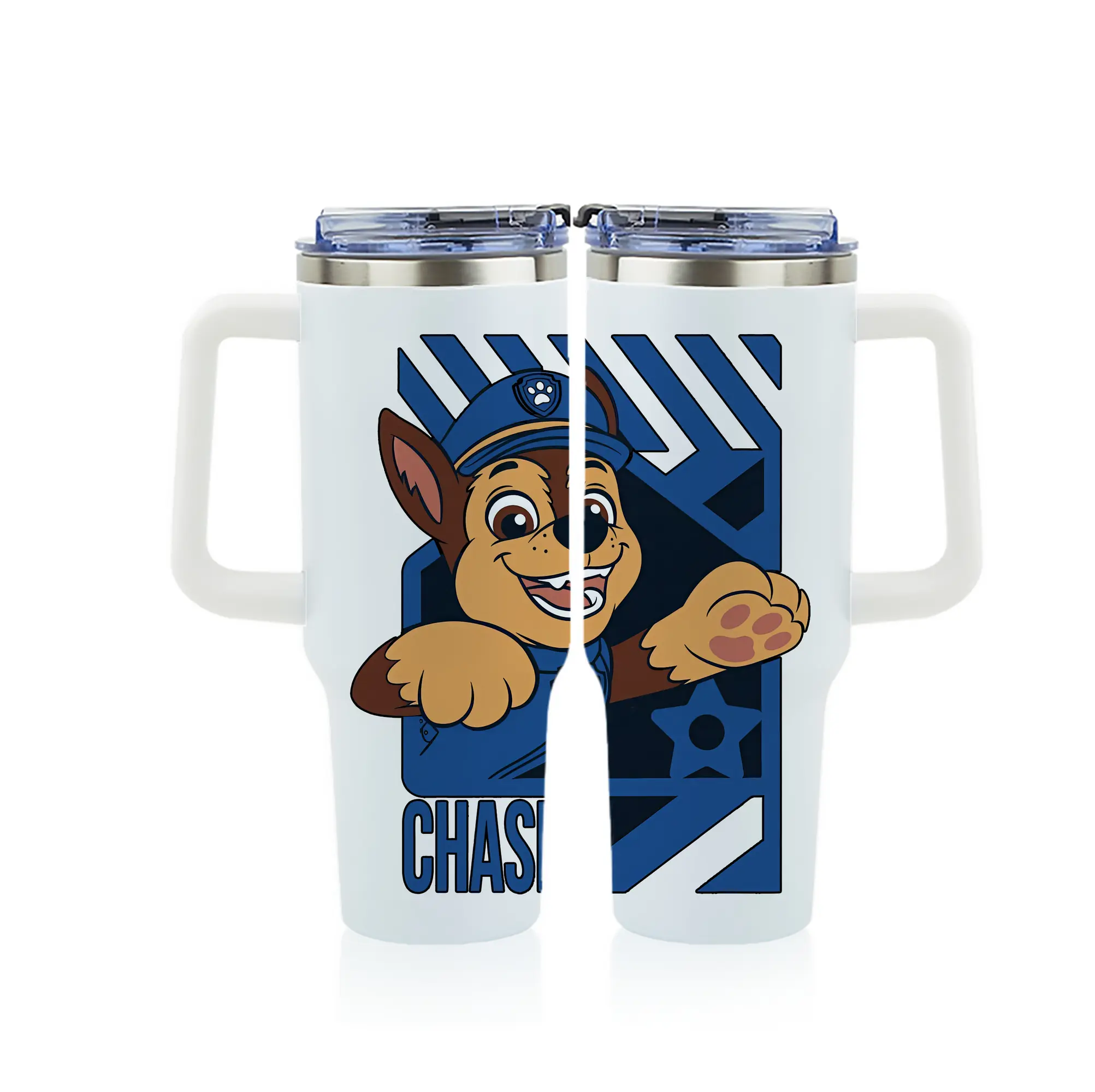 パウ・パトロール グッズ チェイス - 1200mL フルプリント車用タンブラー ・ 304ステンレス 内側 ・ 201ステンレス 外側 ・ 保温 保冷 ・ 通勤 ドライブ アウトドア用
