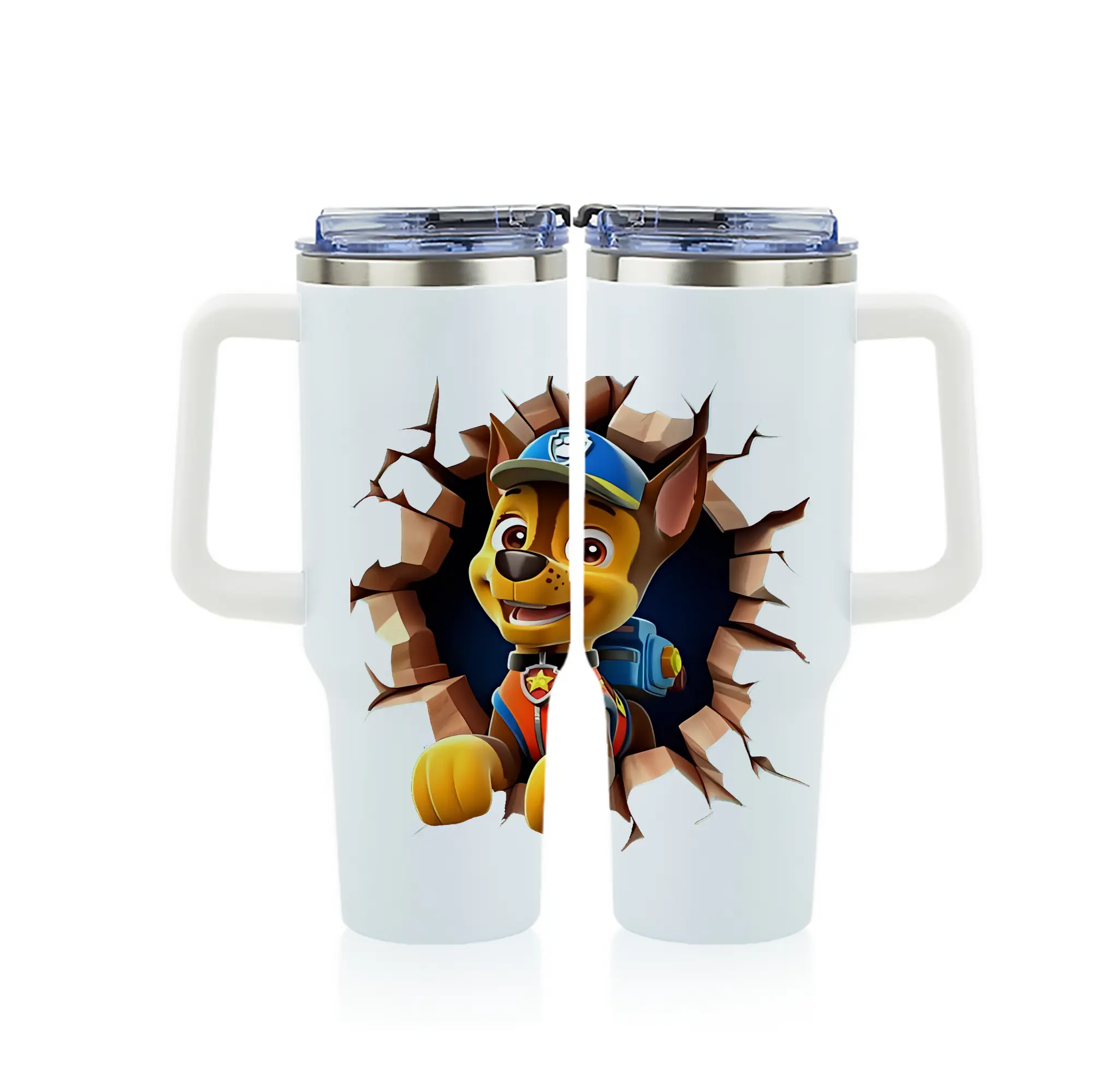 パウ・パトロール グッズ チェイス - 1200mL フルプリント車用タンブラー ・ 304ステンレス 内側 ・ 201ステンレス 外側 ・ 保温 保冷 ・ 通勤 ドライブ アウトドア用