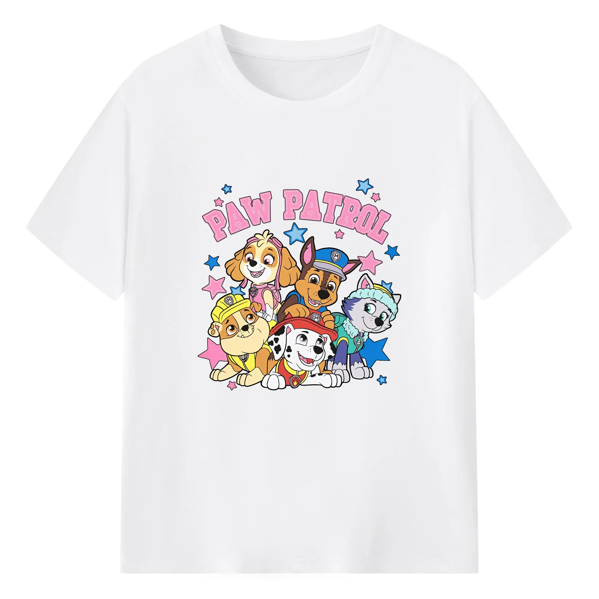パウ・パトロール グッズ チェイス - 綿100％ 半袖Tシャツ ・ フロントプリント ・ 快適 通気性 ・ 日常使い 散歩 スポーツ用