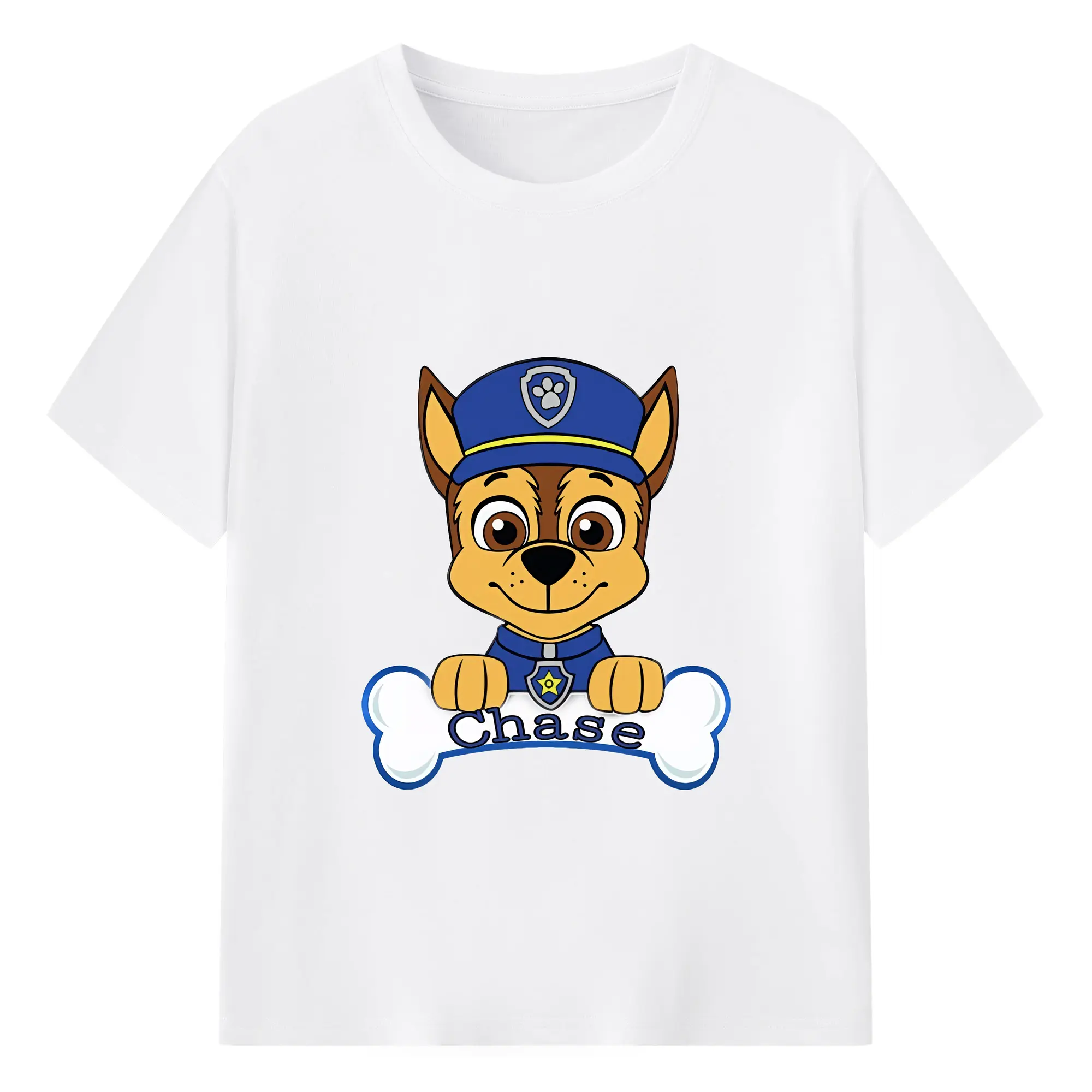 パウ・パトロール グッズ チェイス - 綿100％ 半袖Tシャツ ・ フロントプリント ・ 快適 通気性 ・ 日常使い 散歩 スポーツ用