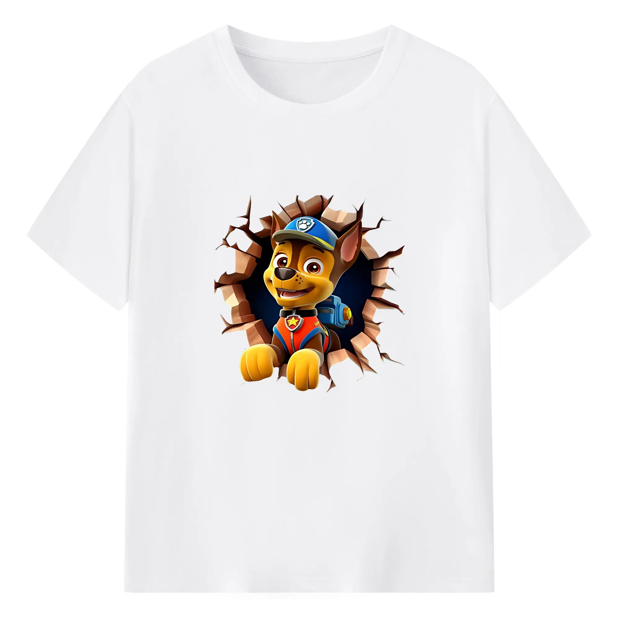 パウ・パトロール グッズ チェイス - 綿100％ 半袖Tシャツ ・ フロントプリント ・ 快適 通気性 ・ 日常使い 散歩 スポーツ用