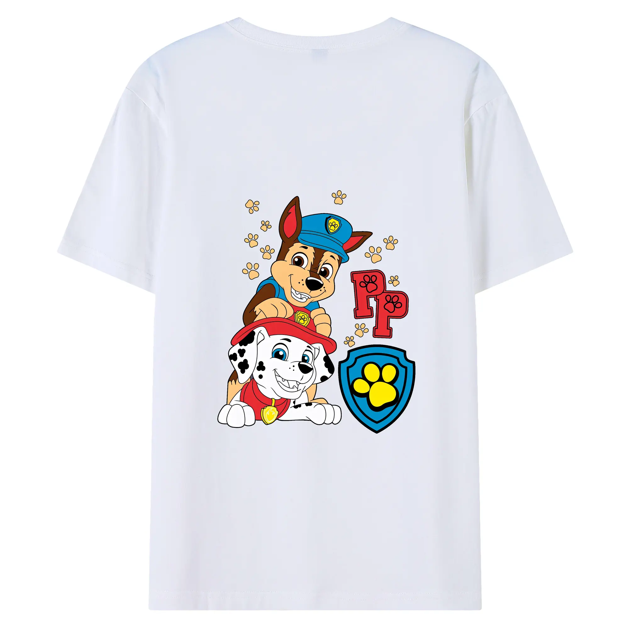 パウ・パトロール グッズ チェイス - 綿100％ 半袖Tシャツ ・ バックプリント ・ 快適 通気性 ・ 日常使い 散歩 スポーツ用