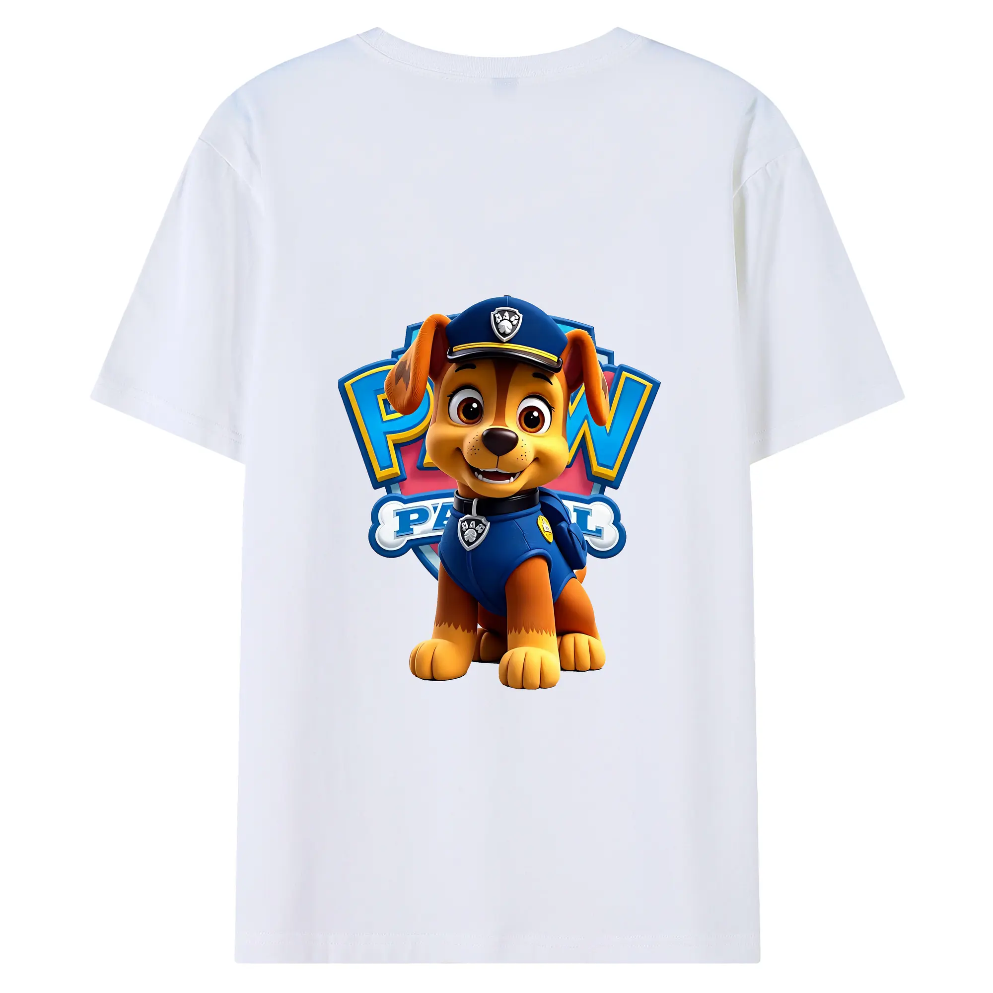 パウ・パトロール グッズ チェイス - 綿100％ 半袖Tシャツ ・ バックプリント ・ 快適 通気性 ・ 日常使い 散歩 スポーツ用